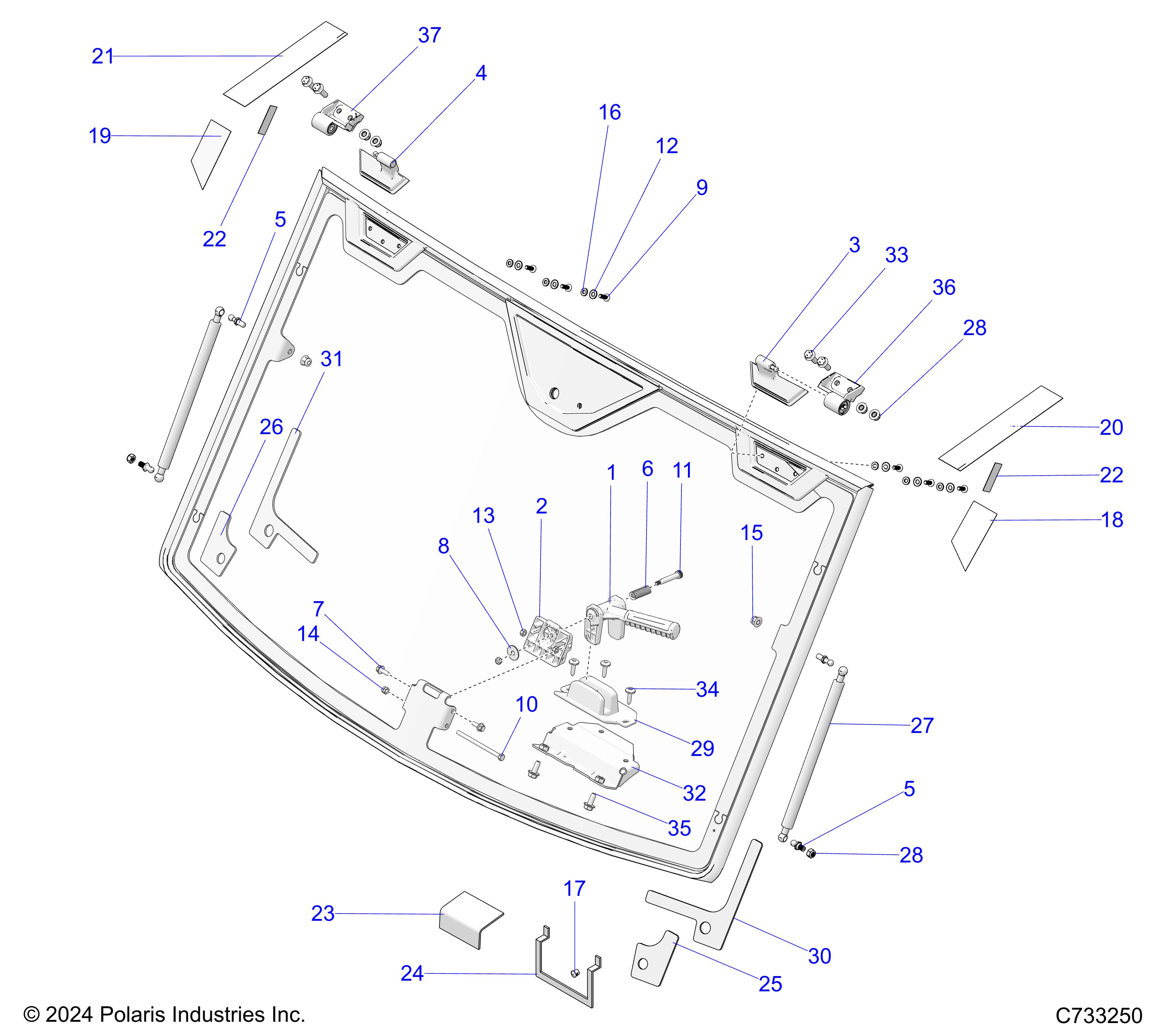 BODY, WINDSHIELD, TIP-OUT - R25RSY99AF/BF/AK/BK/AS/BS/AL/BL/AP/BP/A9/B9 (C733250)