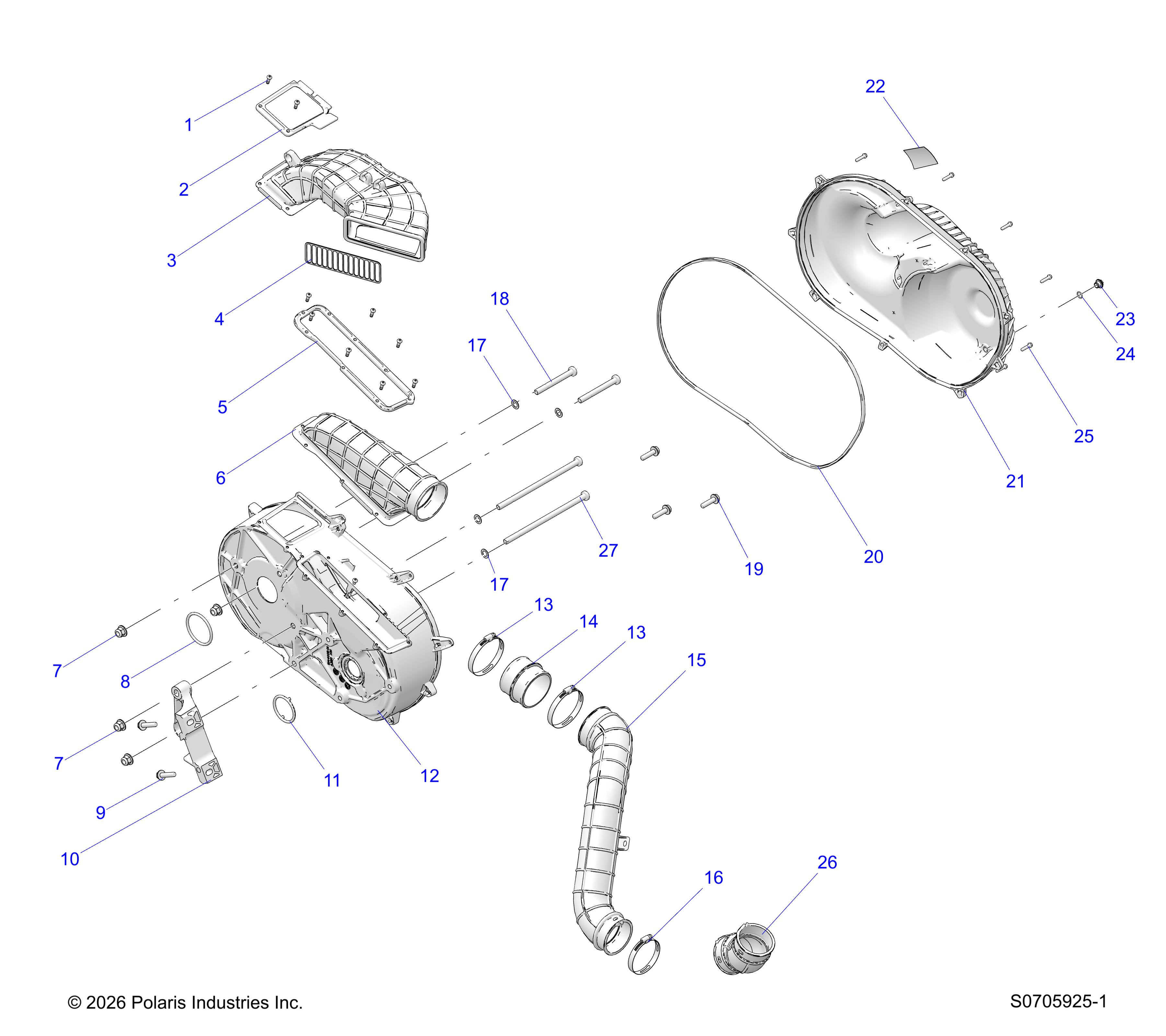 DRIVE TRAIN, CLUTCH COVER & DUCTING
