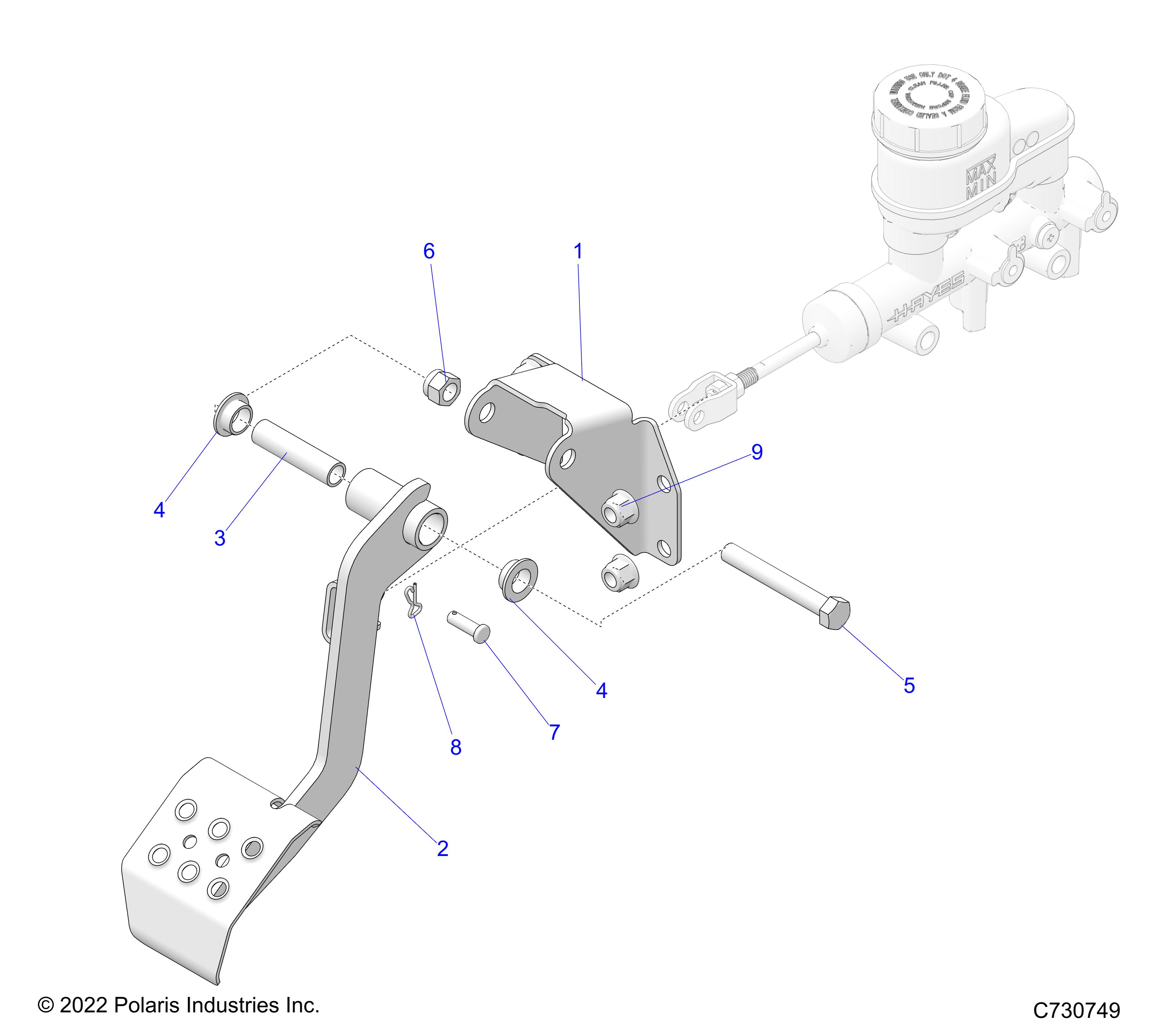 BRAKES, PEDAL AND MASTER CYLINDER - R23CDA57A1 (C730749)