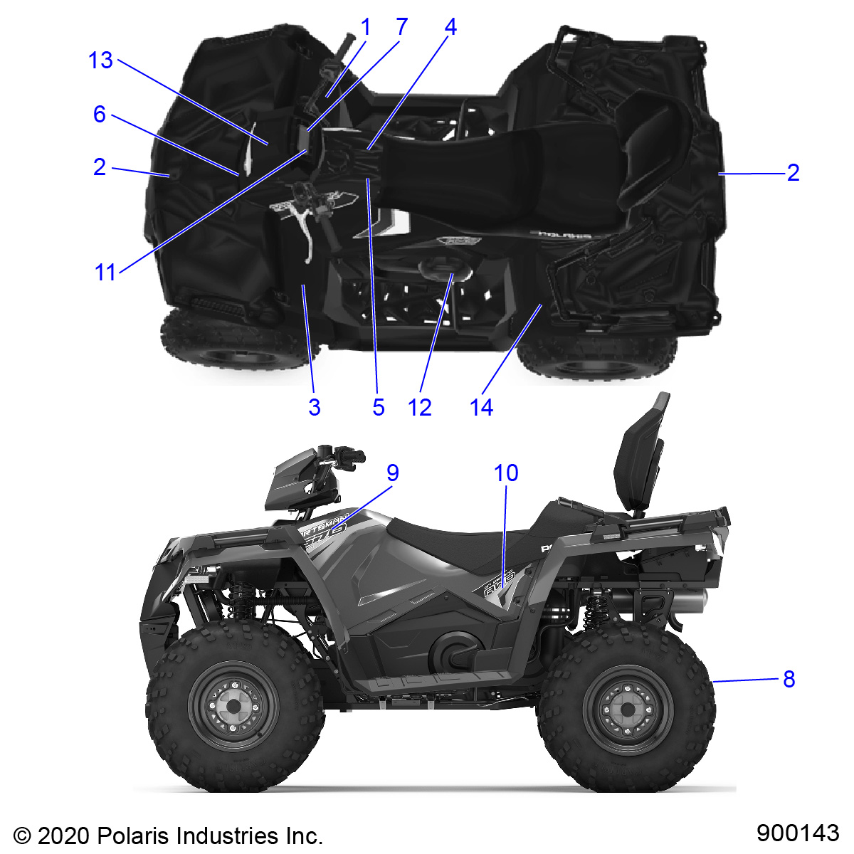 BODY, DECALS - A20SDE57F1/S57C5 (900143-01)