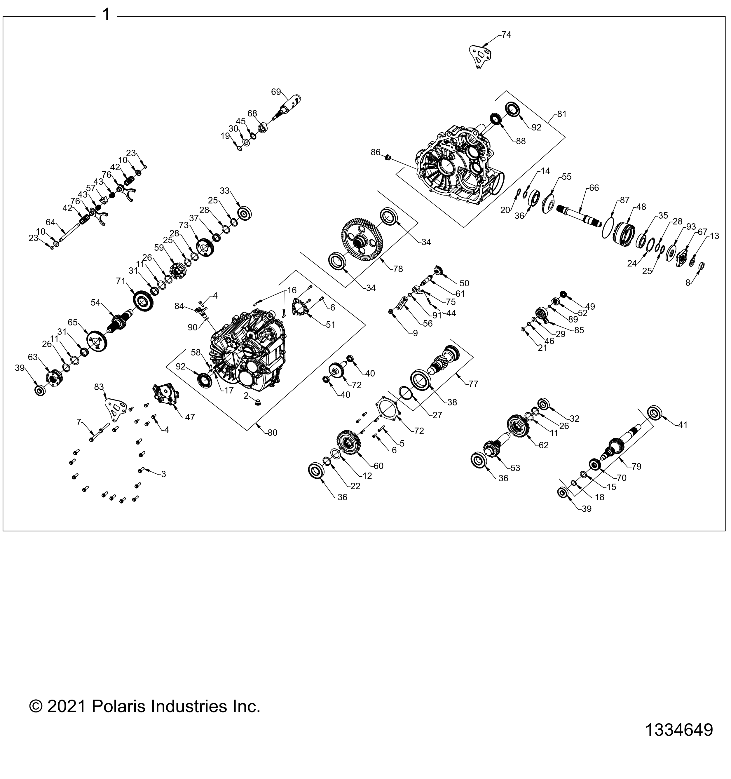 DRIVE TRAIN, MAIN GEARCASE INTERNALS - Z21P4E92AE/AN/BE/BN/L92AL/AT/BL/BT (1334385)