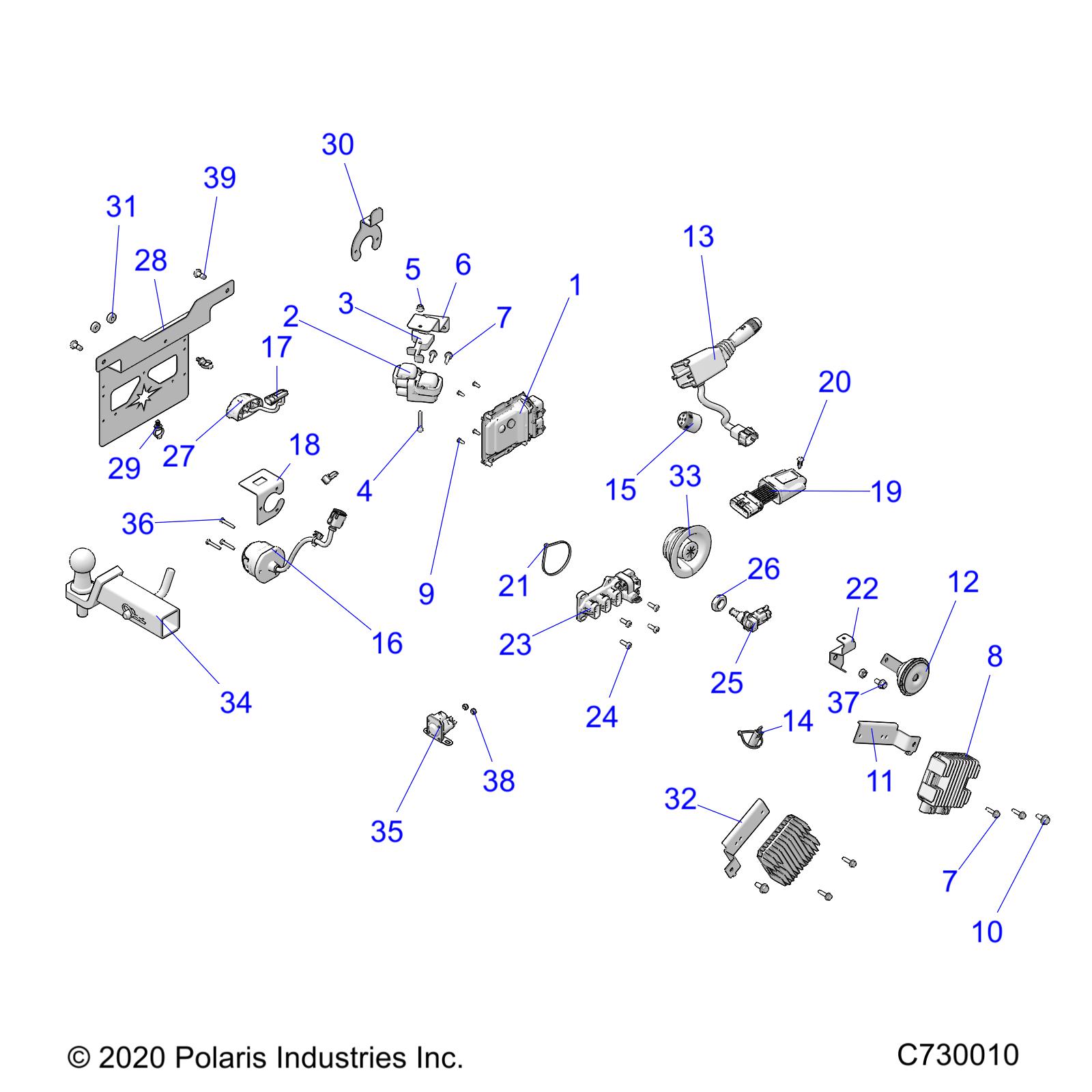 ELECTRICAL, COMPONENTS, LICENSE PLATE AND HITCH - R21TAE99FA/SFA/SCA/SCK (C730010)