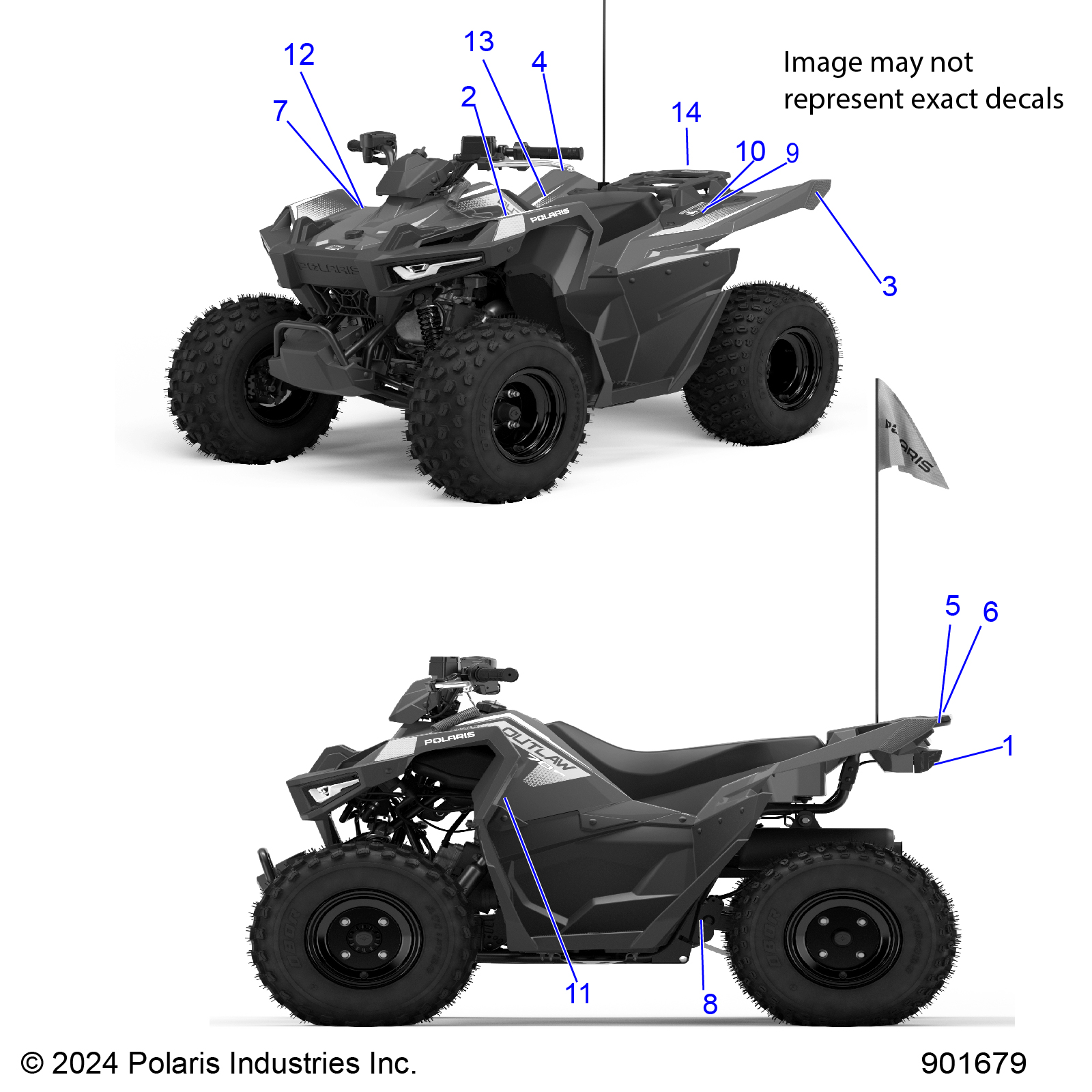 BODY, DECALS WARNING AND REFLECTORS - A25HBA07B5/B7 (901679)