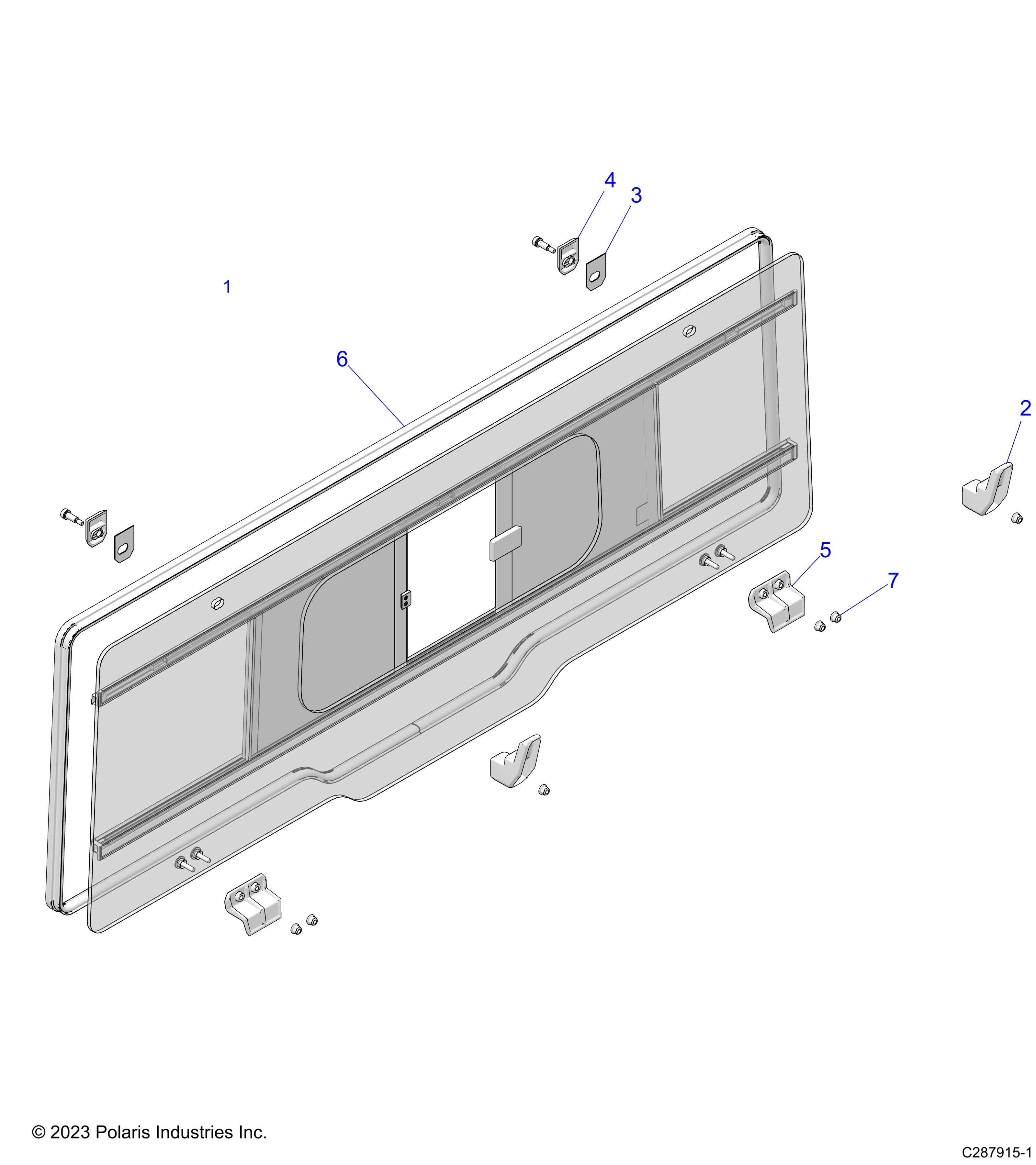 BODY, REAR WINDOW, GLASS, SLIDER - D25E3UC2B4 (C287915-1)