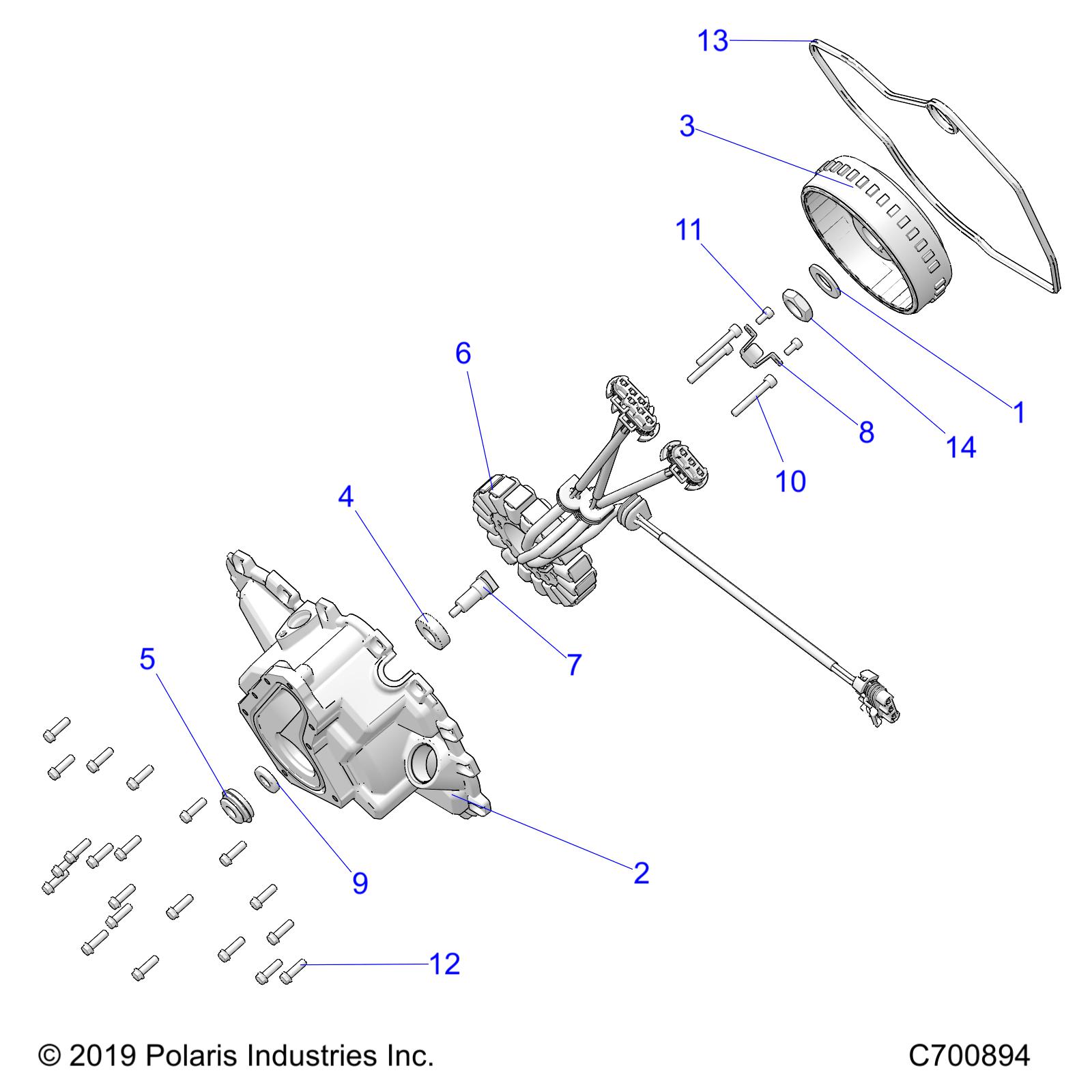 ENGINE, STATOR COVER and FLYWHEEL - R20MAE57D7 (C700894)