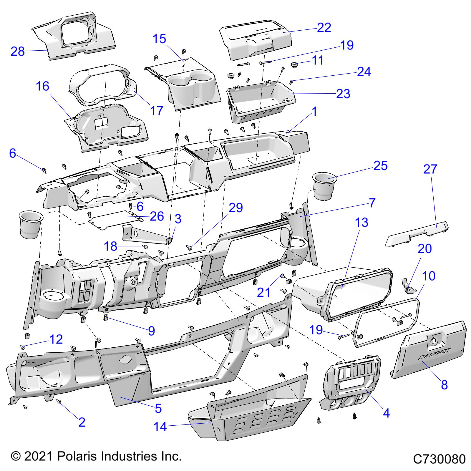 BODY, DASH - R21RRS99C9/CK/CP/F9/FP/PCW (C730080)