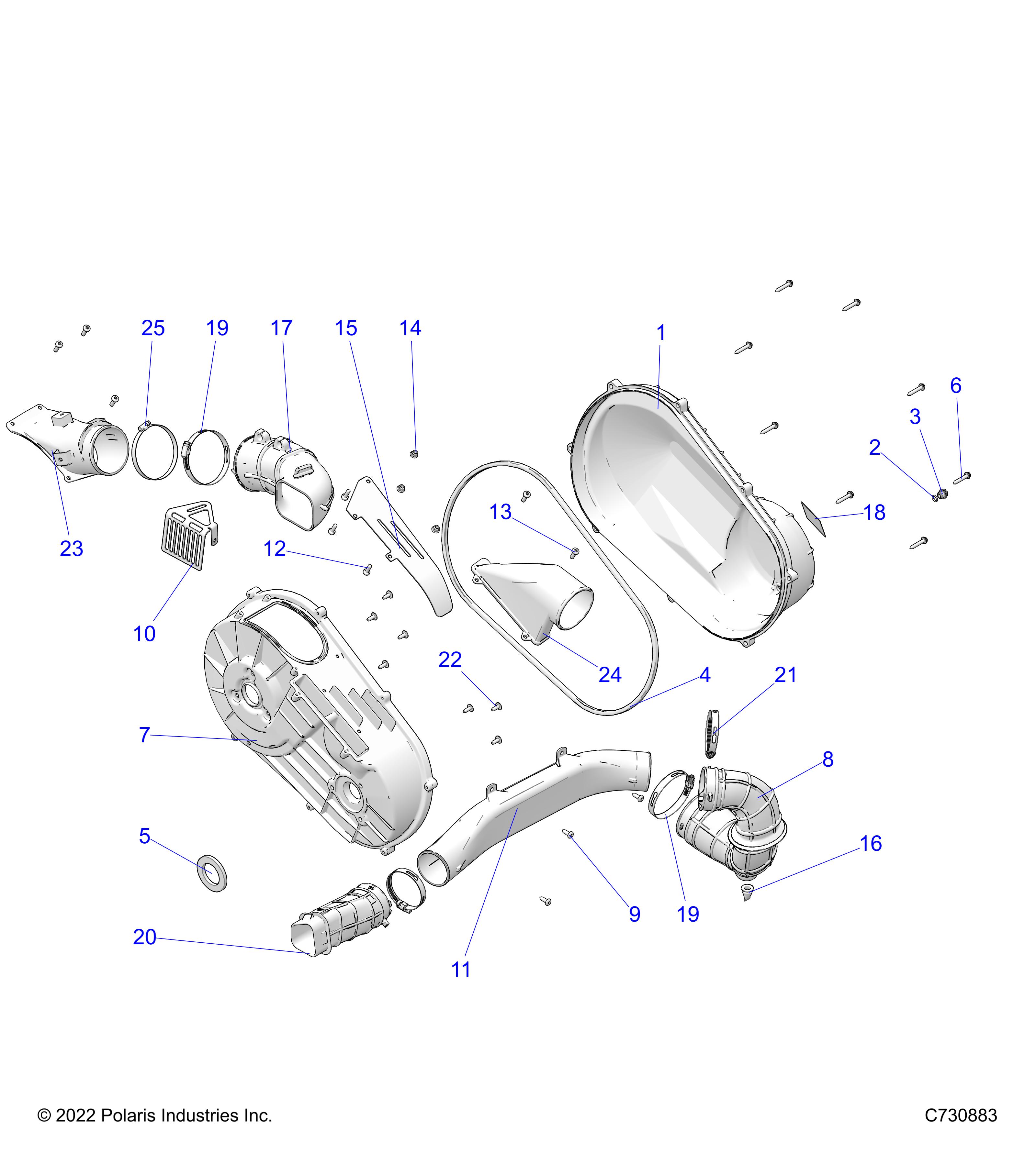 DRIVE TRAIN, CLUTCH COVER and DUCTING - R23TAE99AD/BD/AP/BP (C700942)