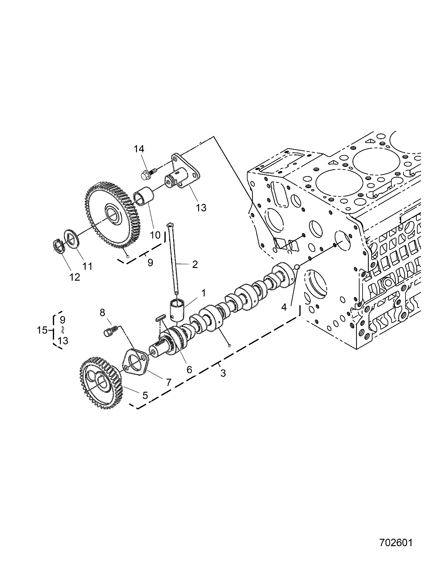 ENGINE, CAMSHAFT AND IDLE GEAR SHAFT - D25P4ED4D4 (702601)