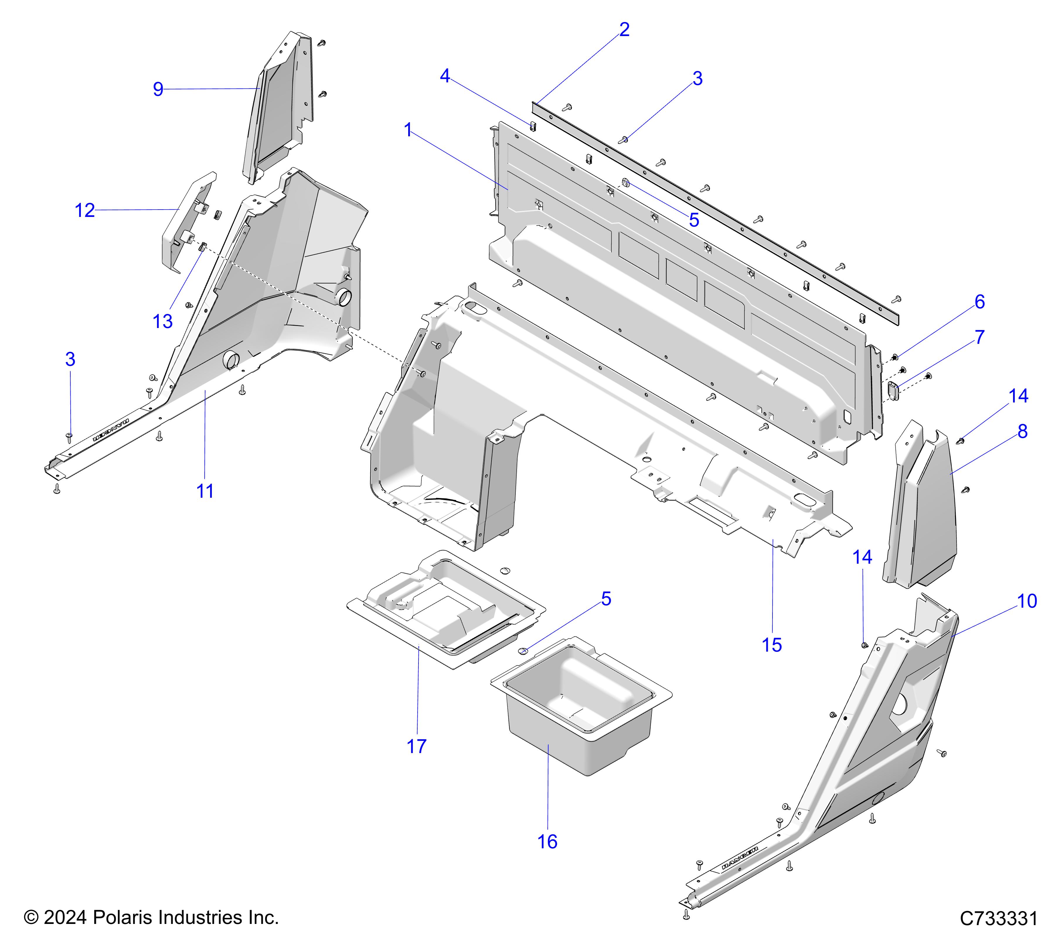 BODY, REAR ROCKERS AND CLOSEOFF - R25RRE99GK (C733331)