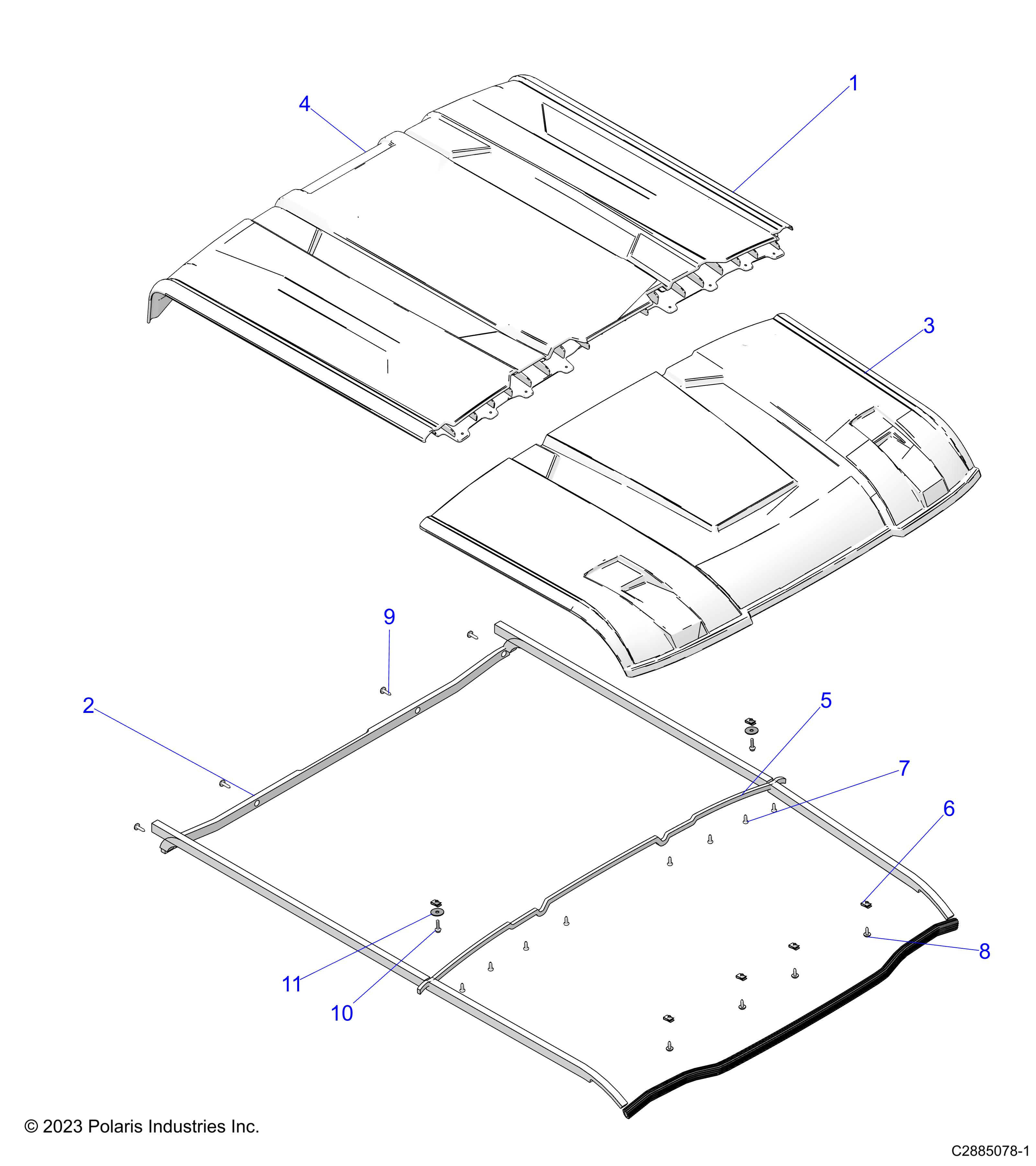 BODY, ROOF, POLY - D25M4U57B4/W57B4 (C2885078-1)