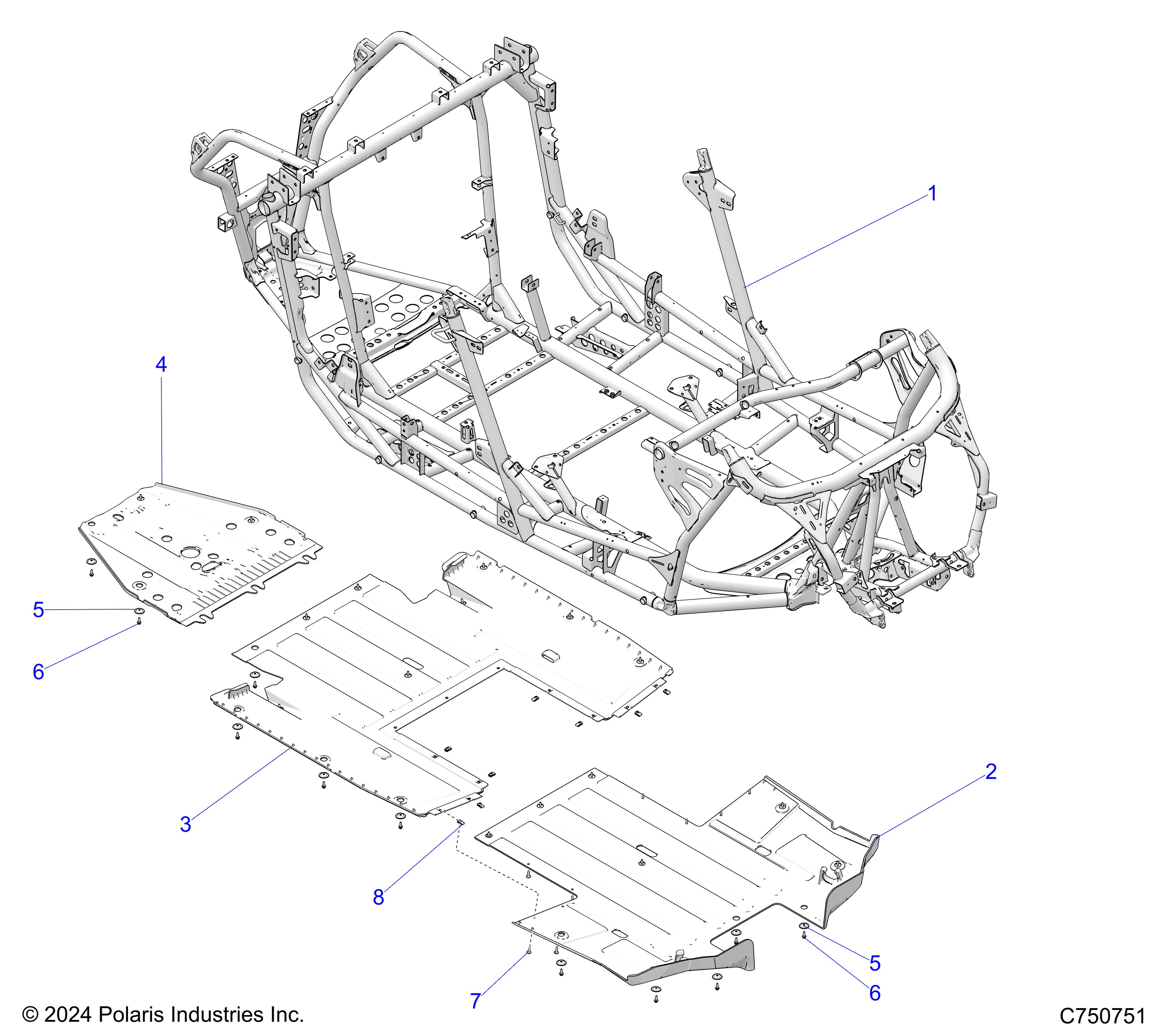 CHASSIS, MAIN FRAME AND SKID PLATES - Z25X4B92AP/BP (C750751)