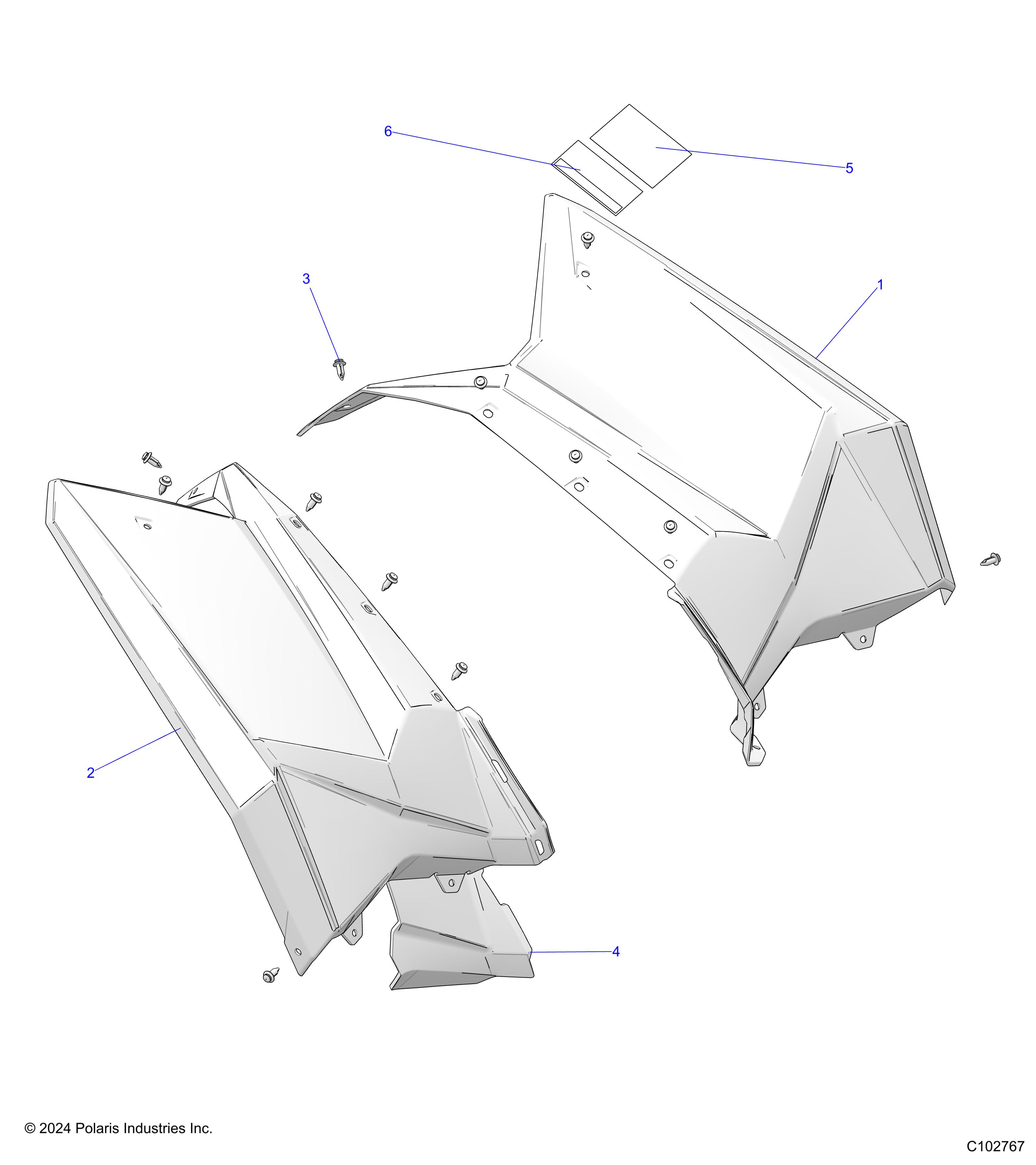 BODY, REAR CAB AND HEAT SHIELDS - A25SGE95AT (C102767)