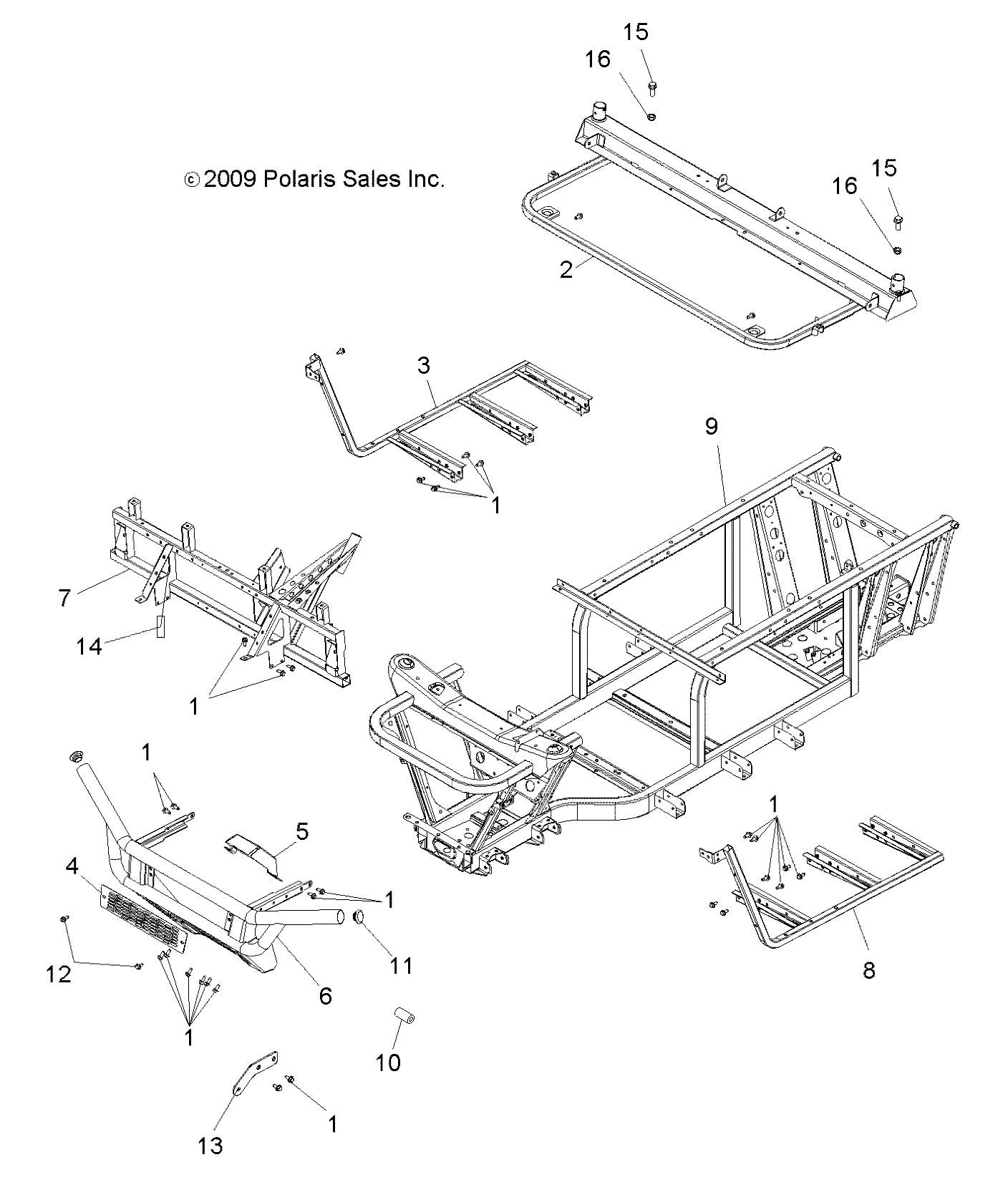 CHASSIS, FRAME and FRONT BUMPER - R10RC08GA/GH/FA/FH (49LEVCHASSIS10SDW)