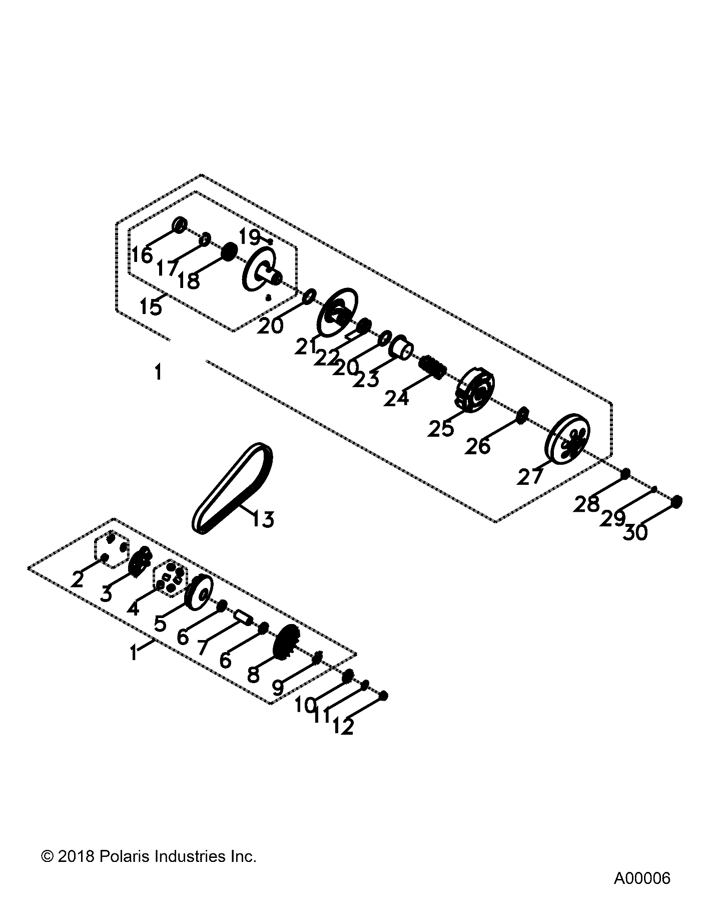 DRIVE TRAIN, PRIMARY  AND SECONDARY CLUTCHS - A17YAK11N4/N6 (A00006)