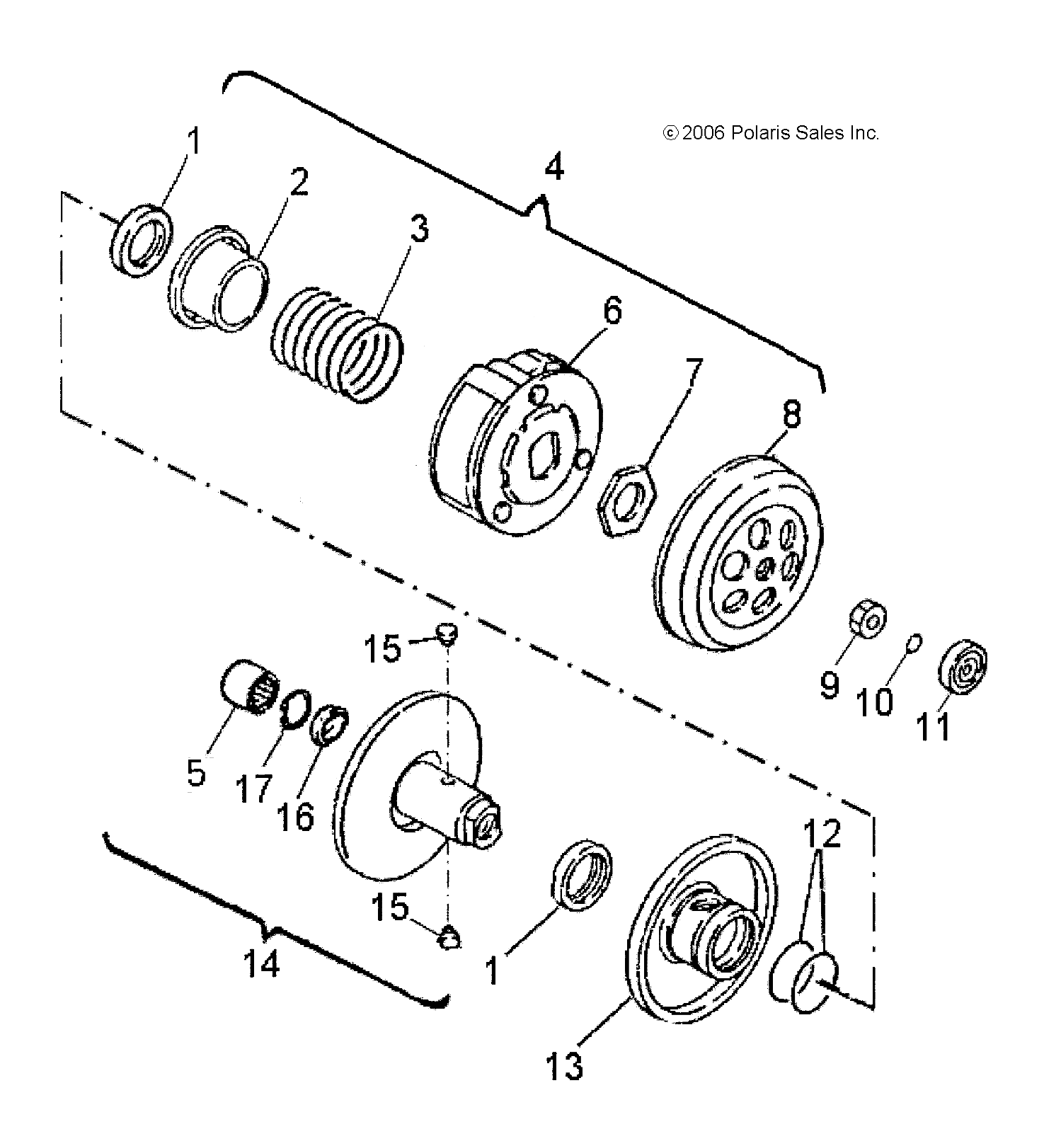 DRIVE TRAIN, SECONDARY CLUTCH - A17YAK05A4/A6 (A00022)