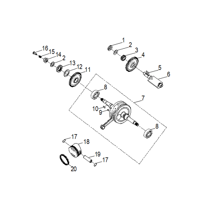 ENGINE, CRANKSHAFT and PISTON - A17YAP20N8 (A00035)