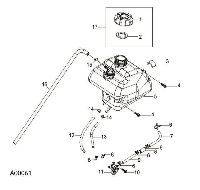 BODY, FUEL TANK and HOSES - A17YAK05N4/N6 (A00061)