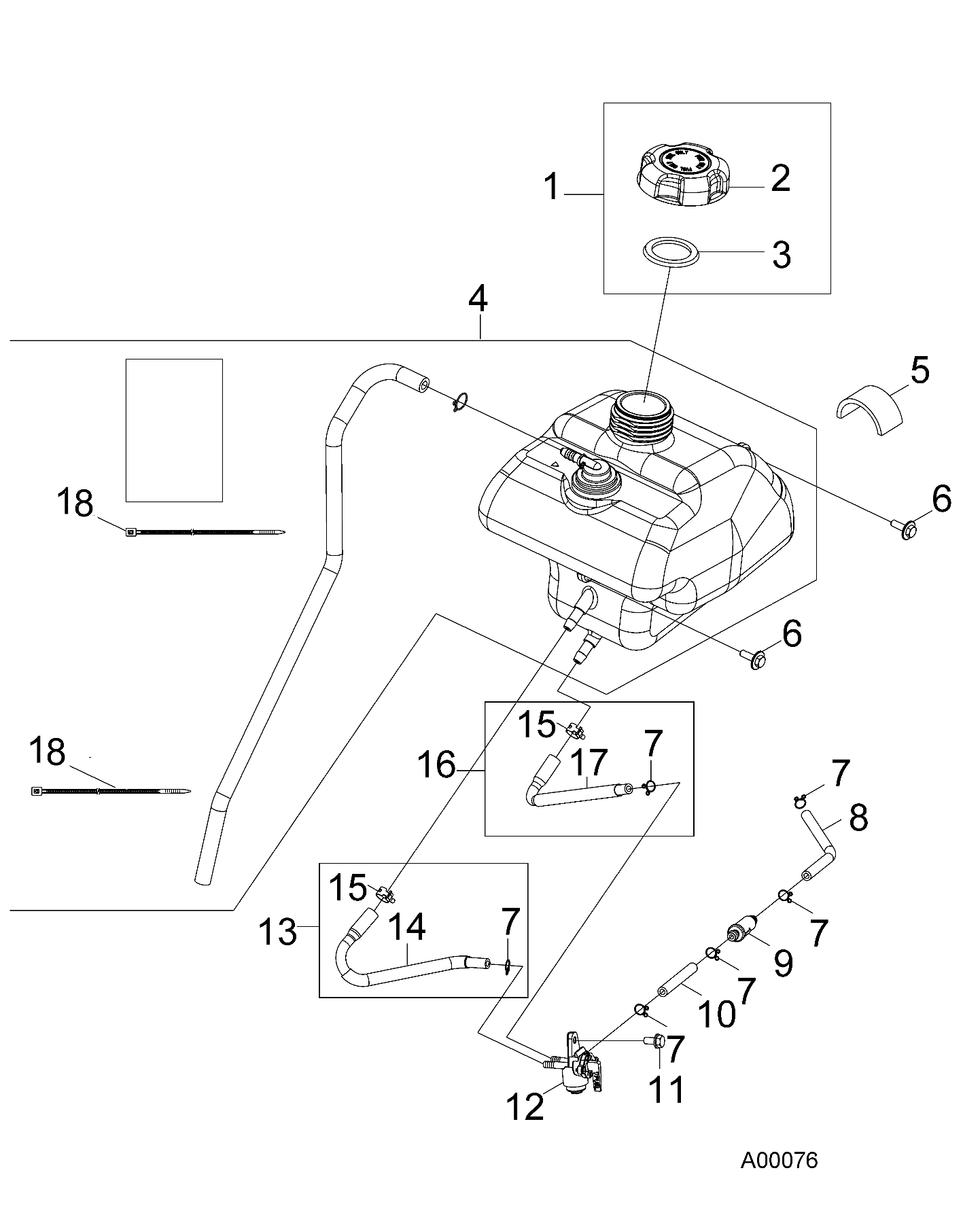 BODY, FUEL TANK and HOSES - A18YAK05B4/B6/A4/A6 (A00076)