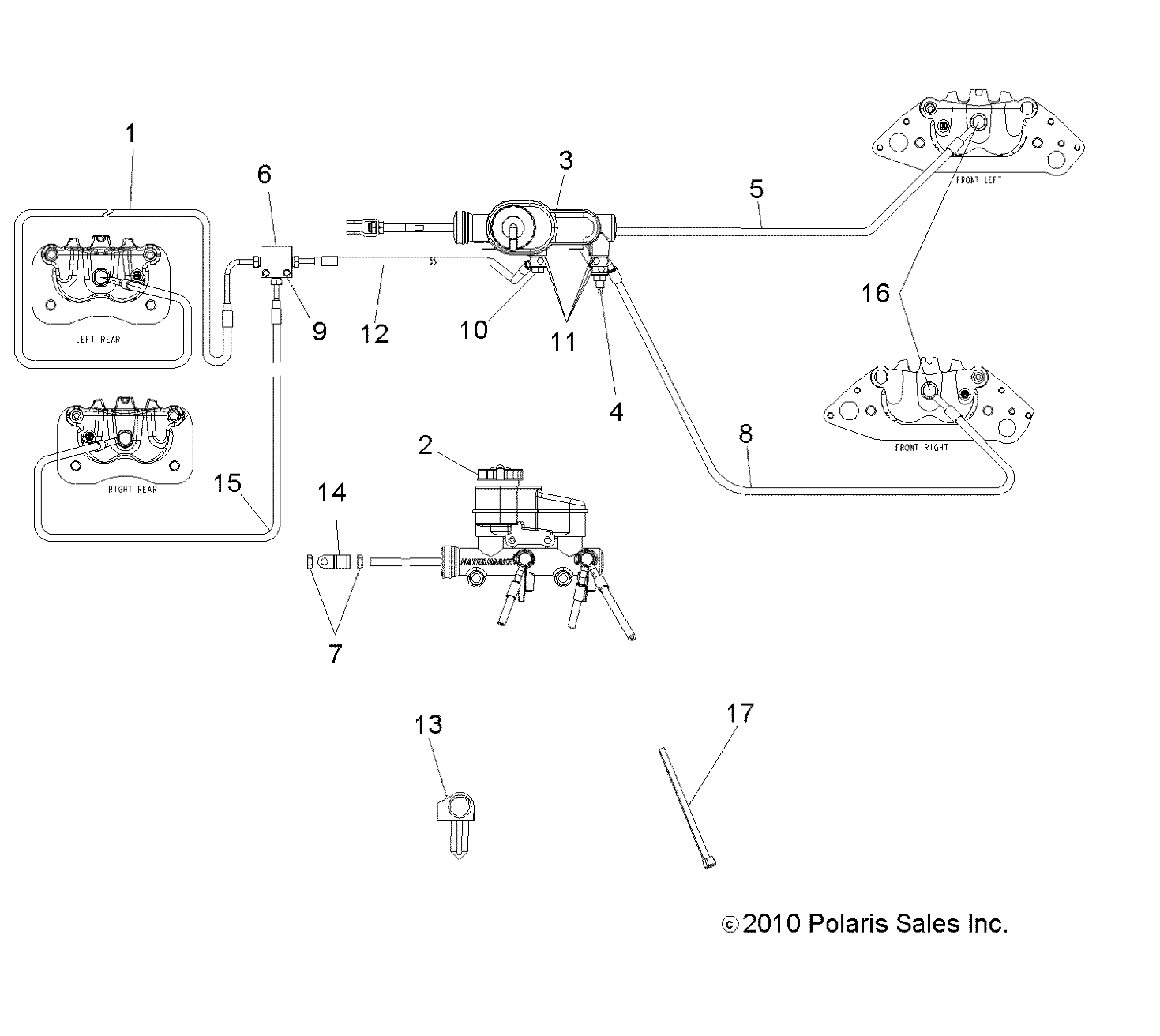 BRAKES, LINES and MASTER CYLINDER - R11HR76AG/AR (49RGRBRAKELINES116X6)