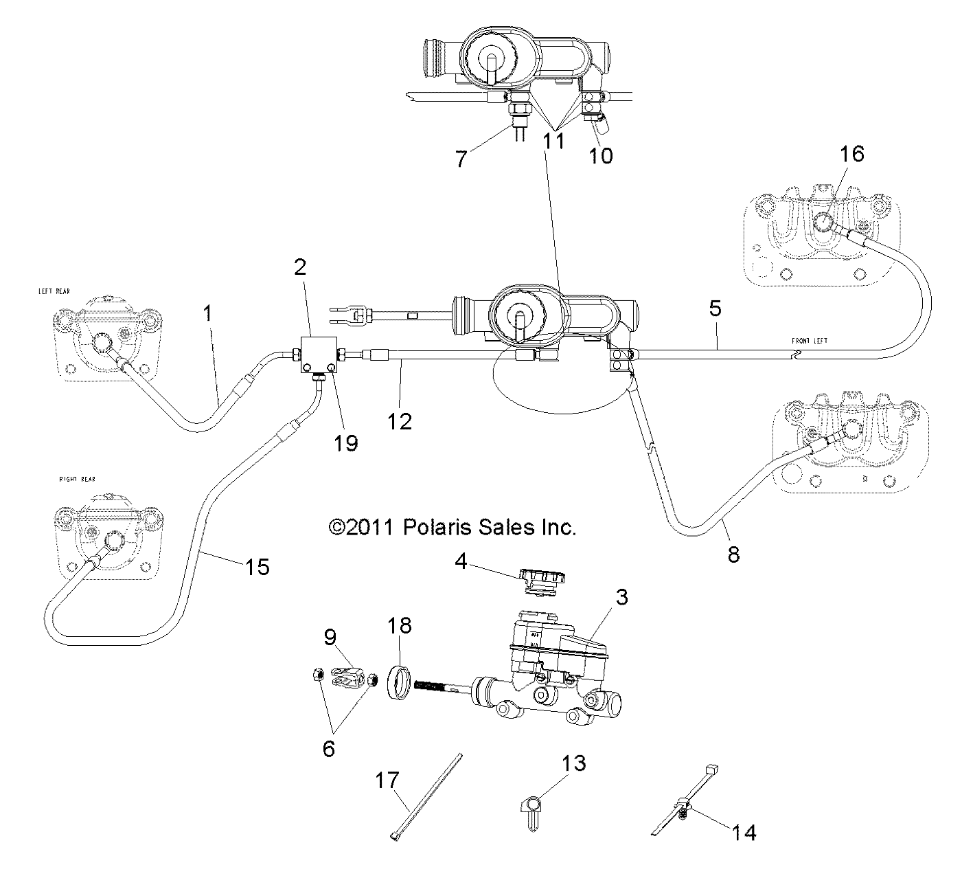 BRAKES, LINES and MASTER CYLINDER - R12RH45AG/AH/AR (49RGRBRAKELINES12400)