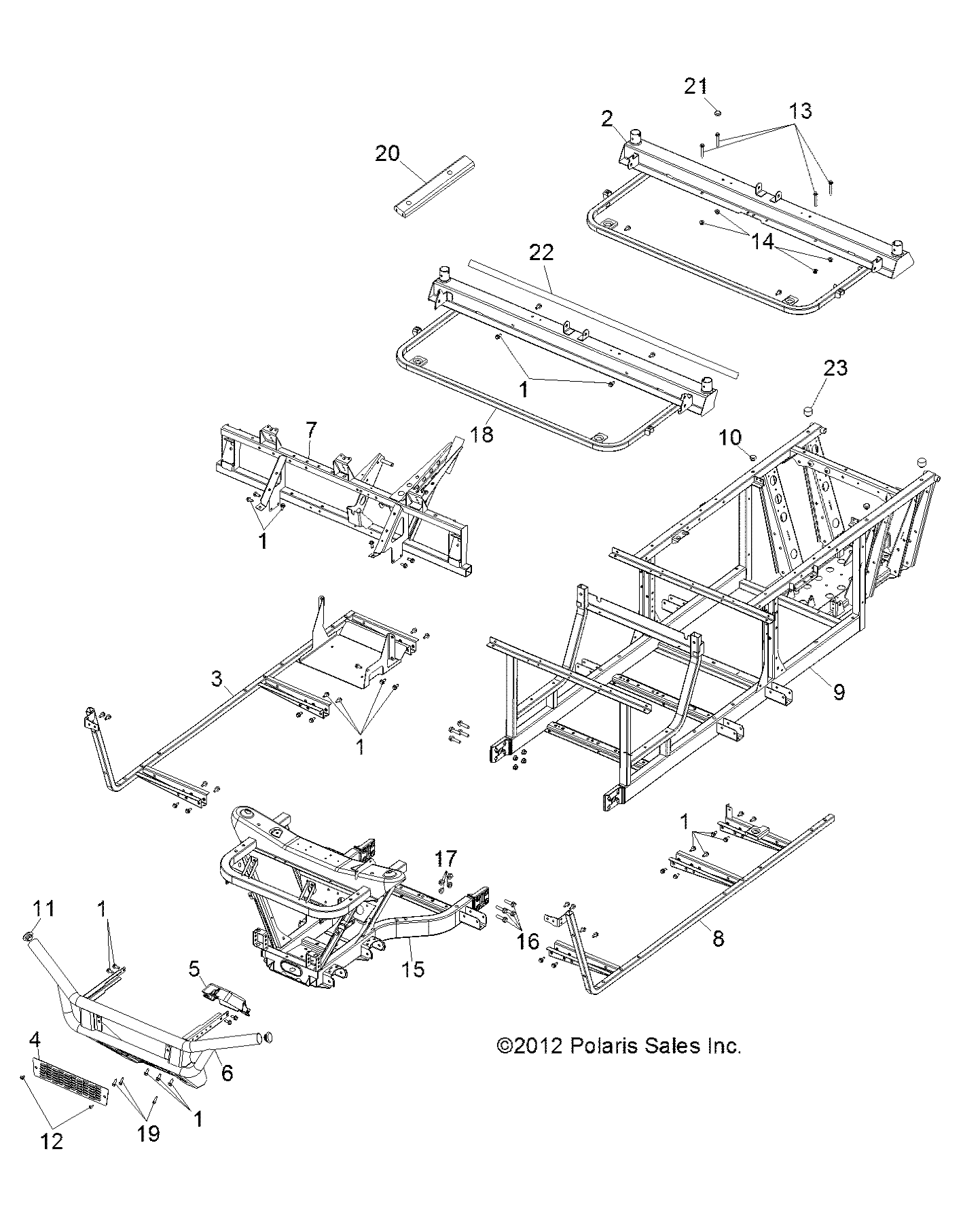 CHASSIS, FRAME and FRONT BUMPER - R13WH50AG/AH/AR/AX (49RGRCHASSIS13500CREW)