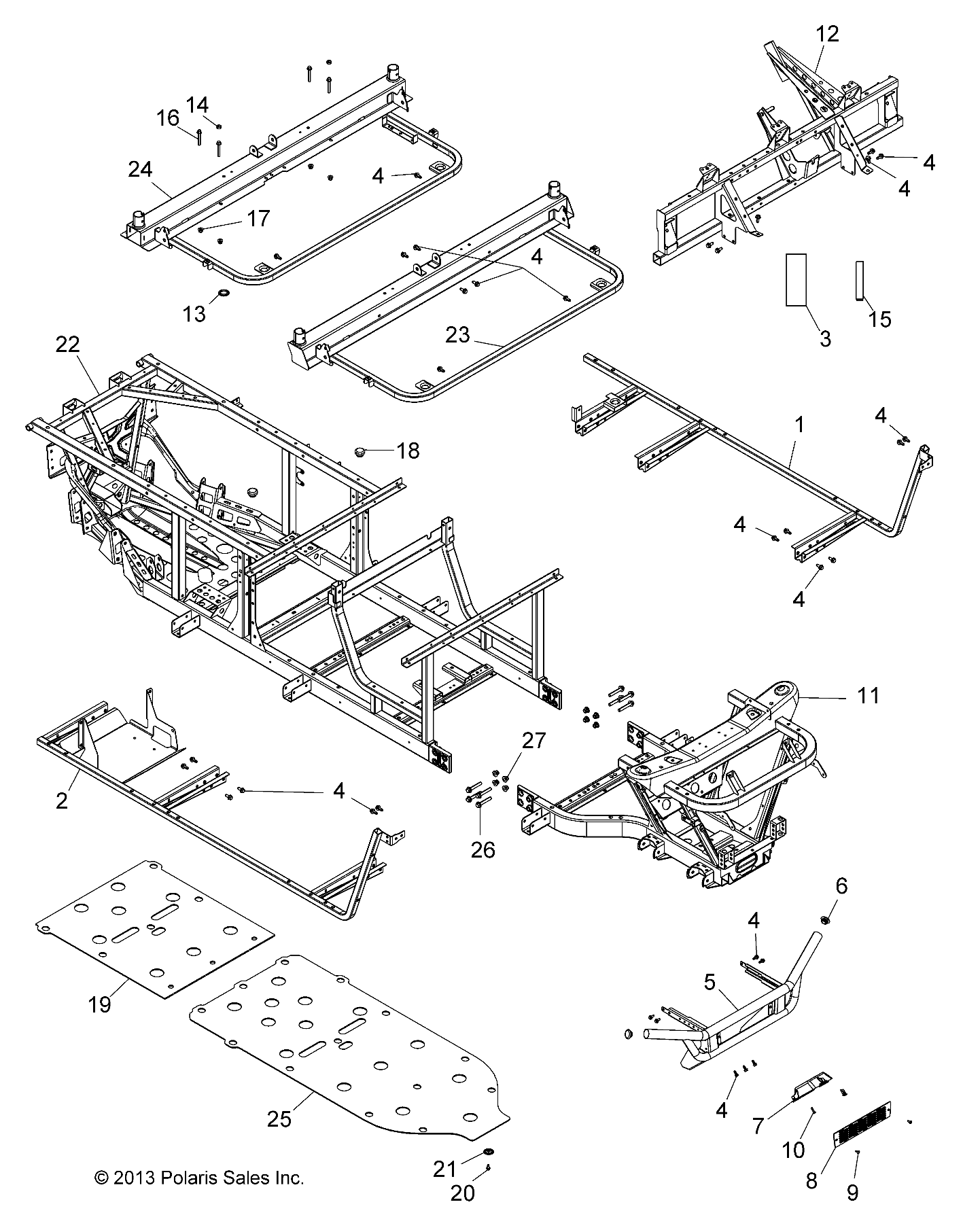 CHASSIS, FRAME and FRONT BUMPER - R15RNA57AA/AC/AR/E57AS (49RGRCHASSIS14570CREW)