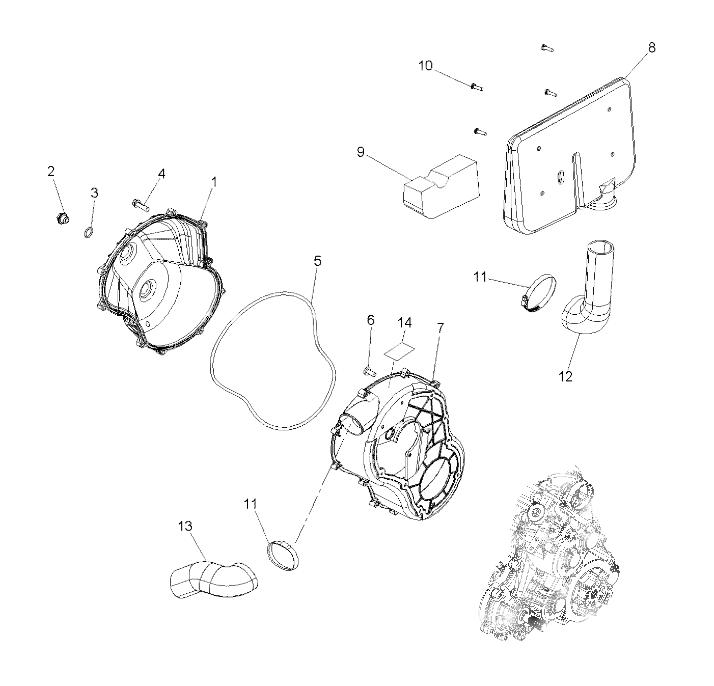 BODY, CLUTCH COVER and DUCTING - R12TH90DG (49RGRCLUTCHCVR11900D)