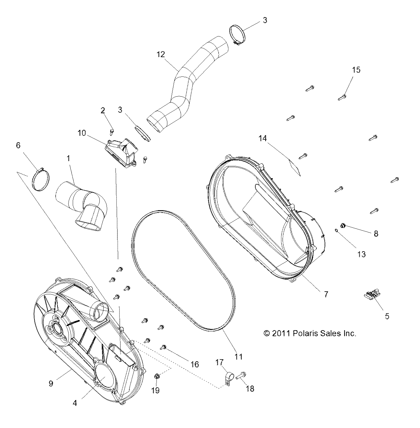 DRIVE TRAIN, CLUTCH COVER and DUCTING - R12VH57AD (49RGRCLUTCHCVR12RZR570)