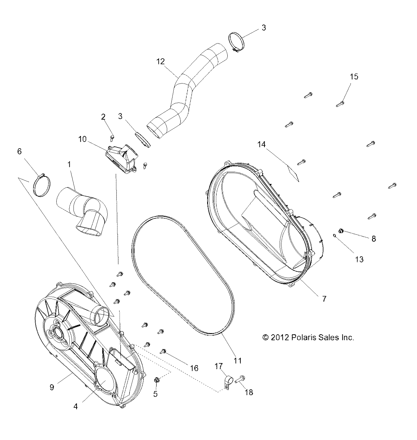 DRIVE TRAIN, CLUTCH COVER and DUCTING - R13VH57FX (49RGRCLUTCHCVR13RZR570I)