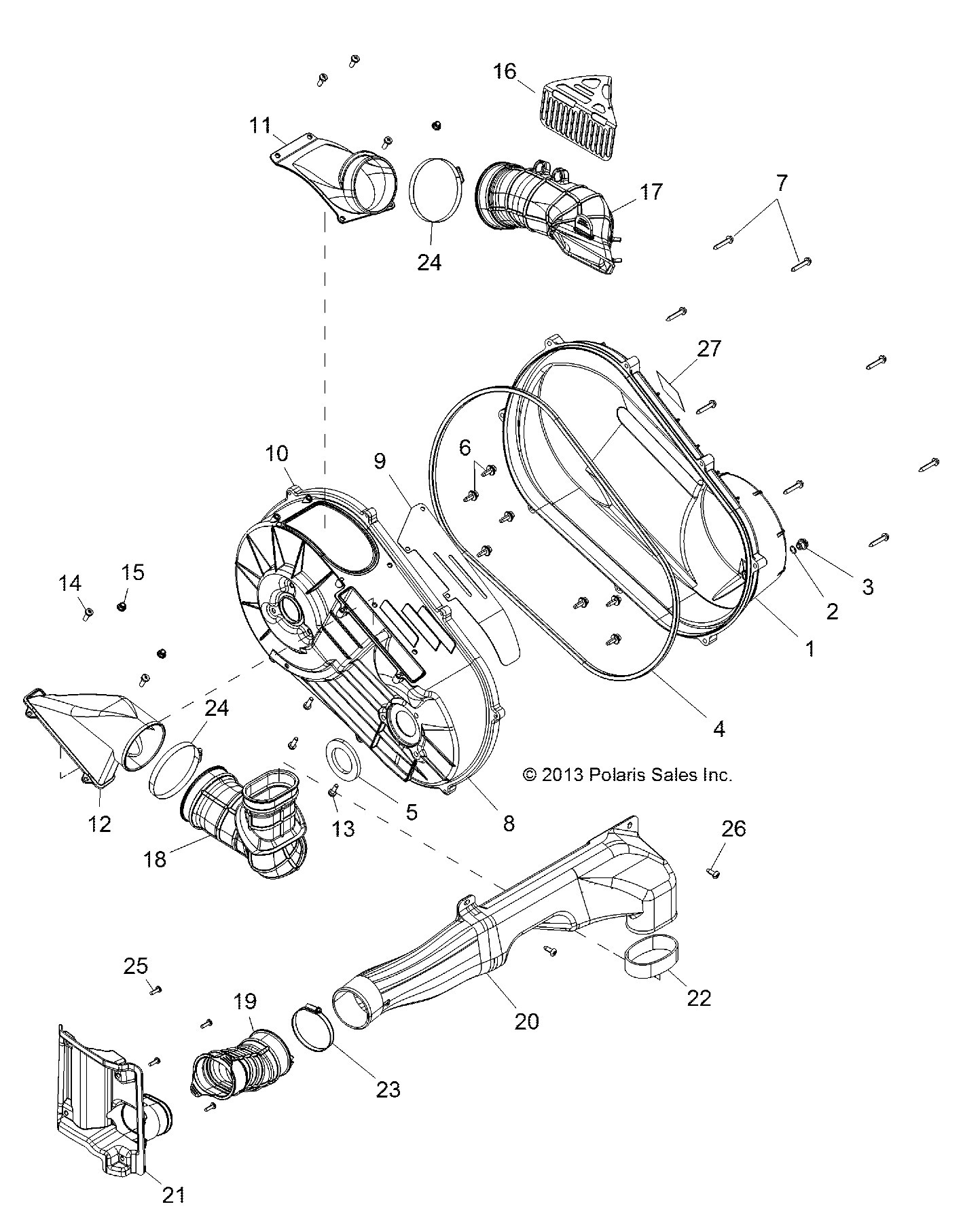 DRIVE TRAIN, CLUTCH COVER - R15RUA87/E87/YAA/ZAC ALL OPTIONS (49RGRCLUTCHCVR14CREW)