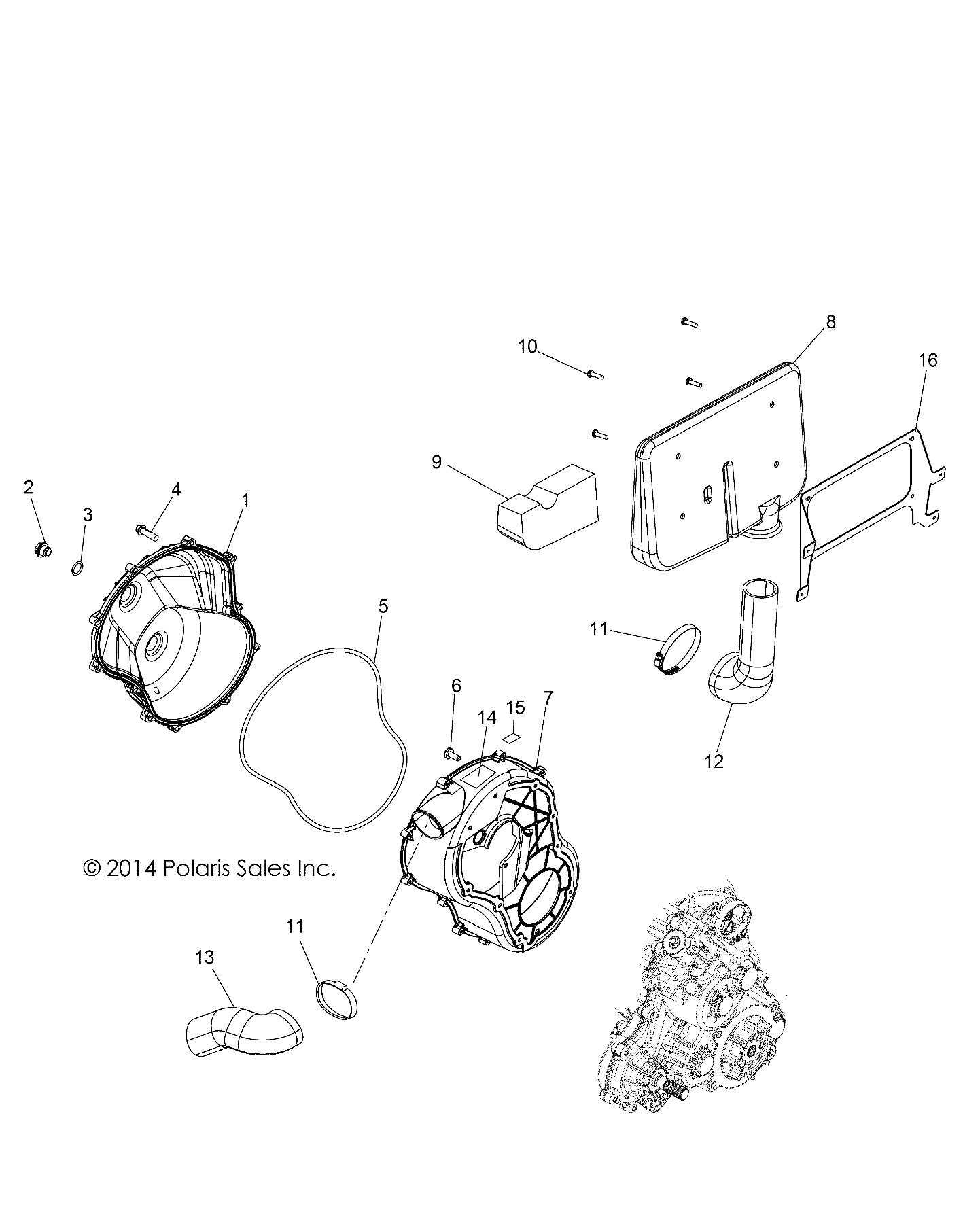 BODY, CLUTCH COVER and DUCTING - R14WH9EMD (49RGRCLUTCHCVR14HIPPO)