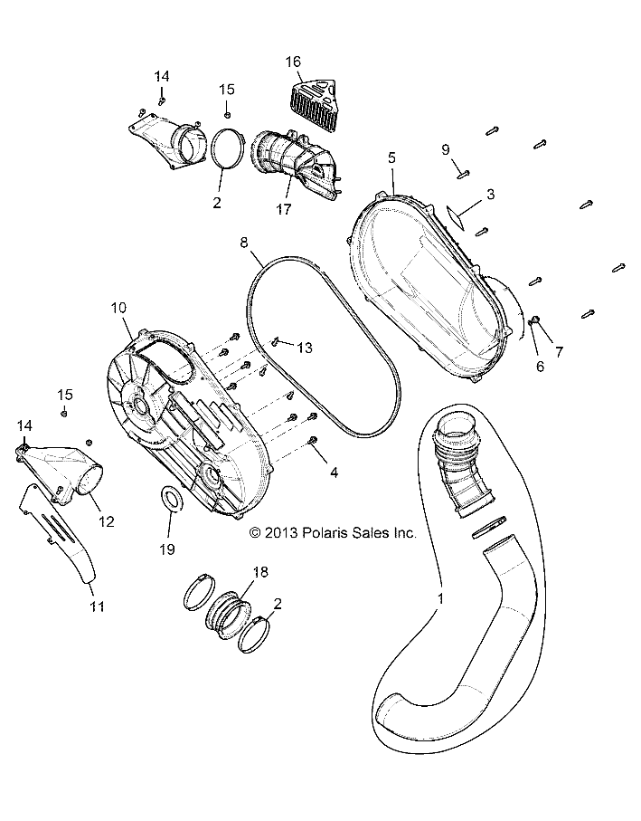 DRIVE TRAIN, CLUTCH COVER AND DUCTING - Z146T1EAM/EAW (49RGRCLUTCHCVR14RZR1000)