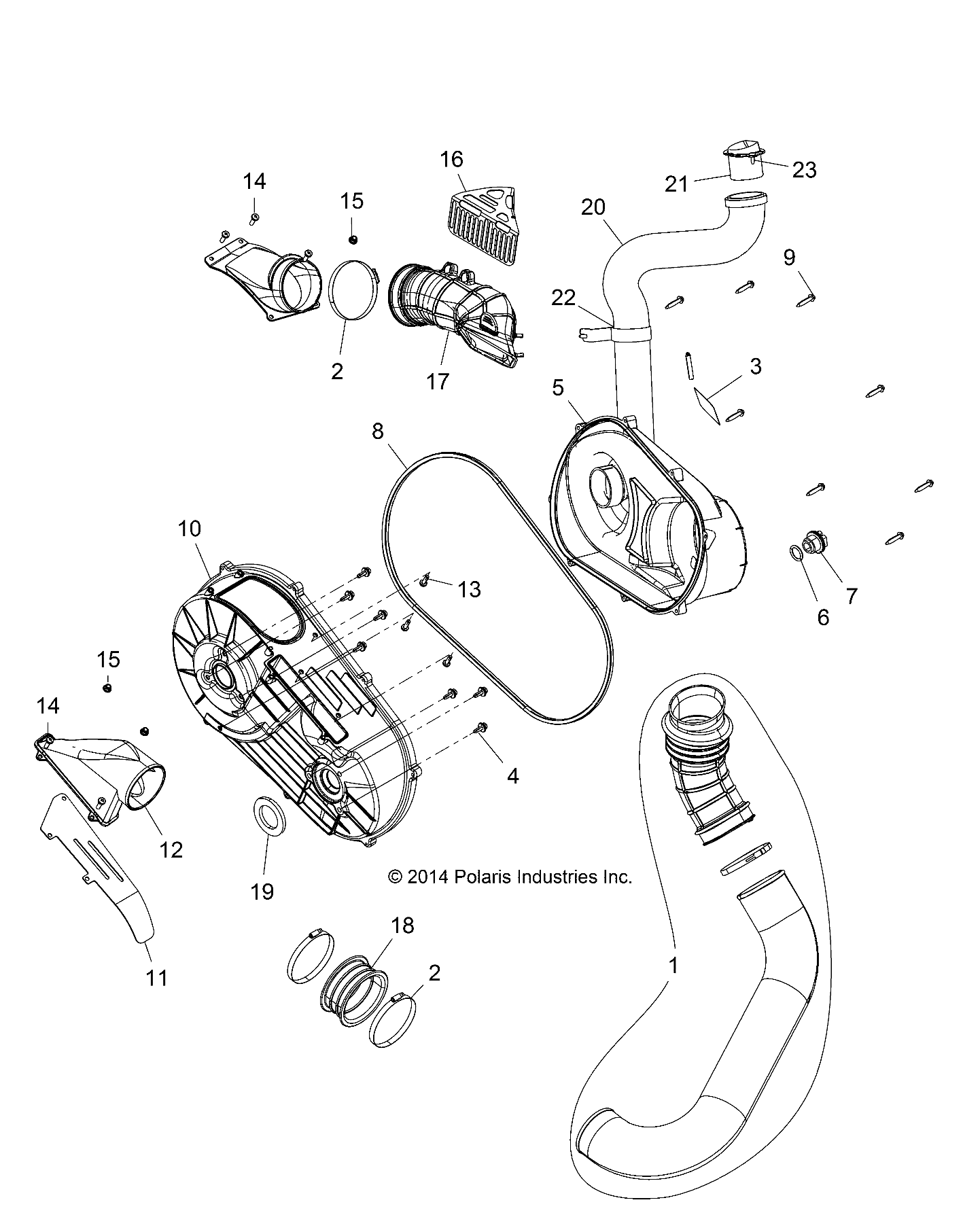 DRIVE TRAIN, CLUTCH COVER AND DUCTING - Z16VFE99AF/AS/AM (49RGRCLUTCHCVR1510004)