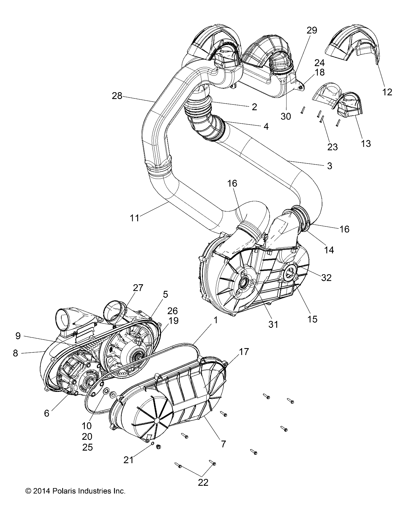 DRIVE TRAIN, CLUTCH COVER AND DUCTING - Z15VDE99AL (49RGRCLUTCHCVR151000AL)