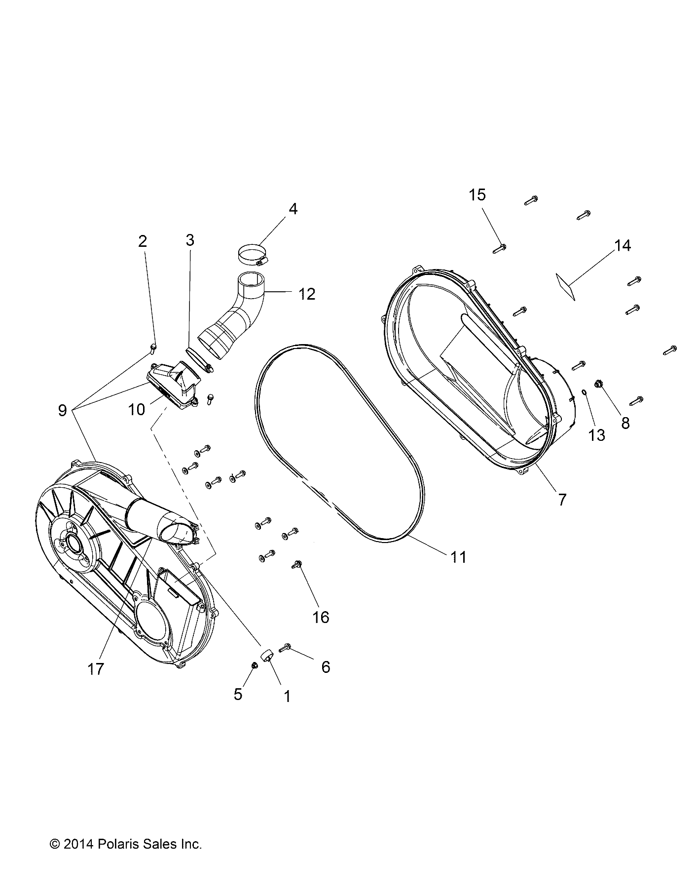 DRIVE TRAIN, CLUTCH COVER and DUCTING -  R17RME57F1/S57C1/F1/CK/E1/EK/T57C1/E1/A57F1 (49RGRCLUTCHCVR15570)