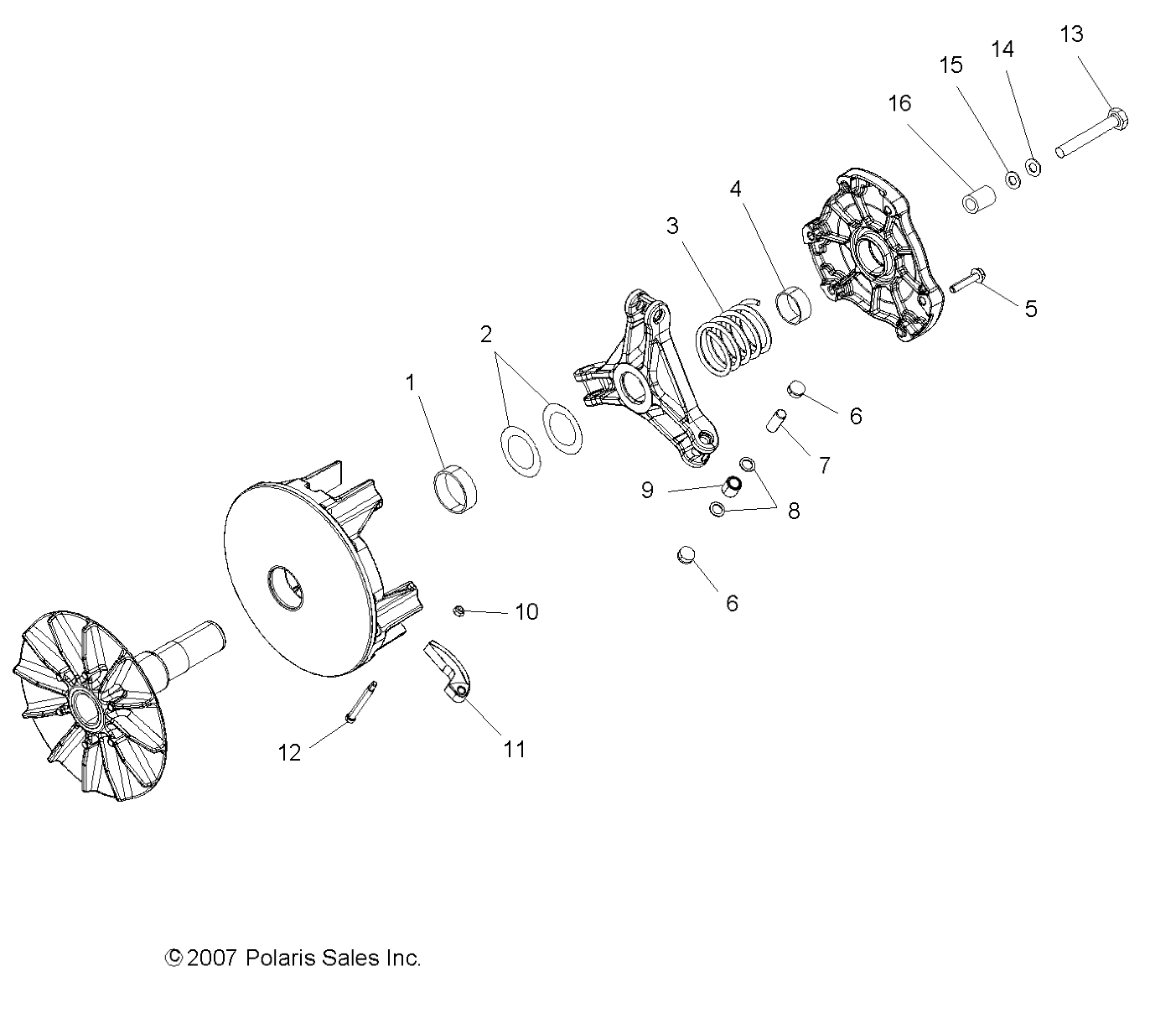 DRIVE TRAIN, PRIMARY CLUTCH - R10TH50AG/AR (49RGRCLUTCHDRV08500EFI)