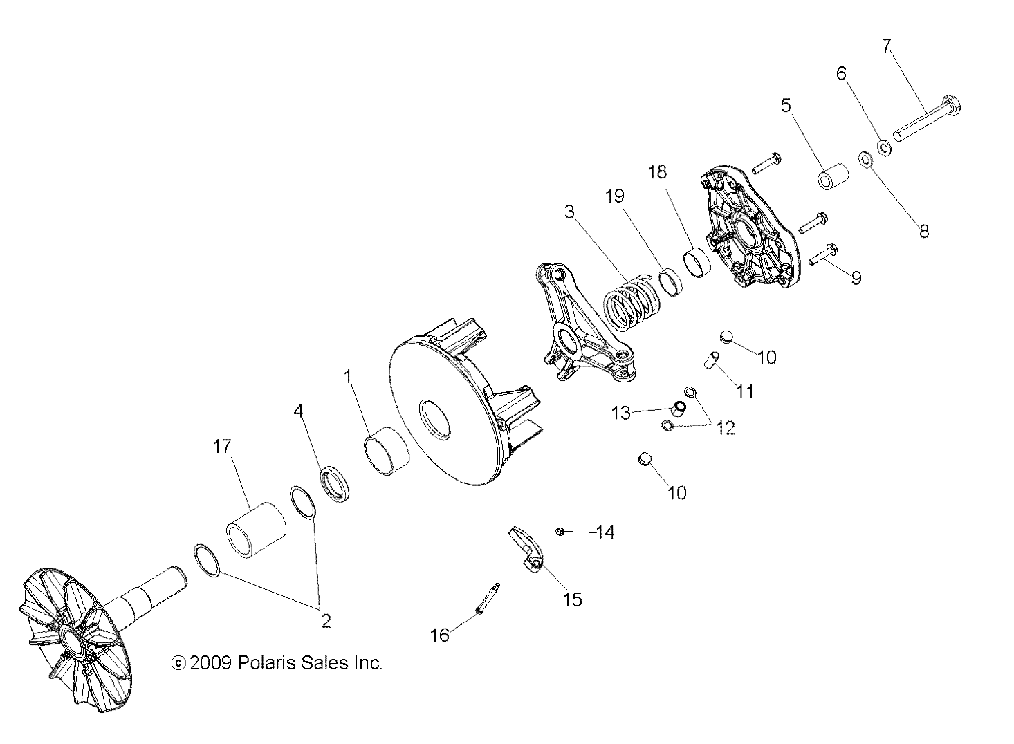 DRIVE TRAIN, PRIMARY CLUTCH - R10TH76/TY76 ALL OPTIONS (49RGRCLUTCHDRV108004X4)