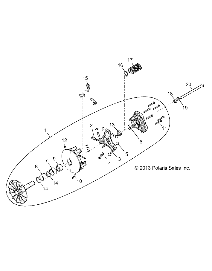 DRIVE TRAIN, PRIMARY CLUTCH - Z20N4E99NC (49RGRCLUTCHDRV14RZR1000)