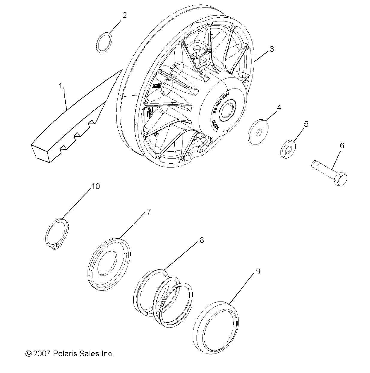 DRIVE TRAIN, SECONDARY CLUTCH - R13TH76/7E ALL OPTIONS (49RGRCLUTCHDVN086X6)