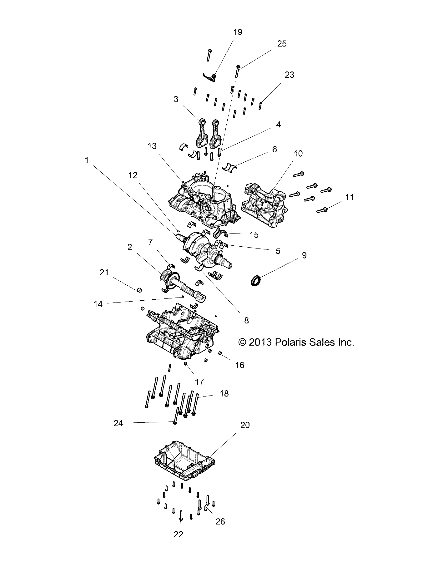 ENGINE, CRANKCASE AND CRANKSHAFT - Z18VDE99FK/S99CK/FK (49RGRCRANKCASE14RZR1000)