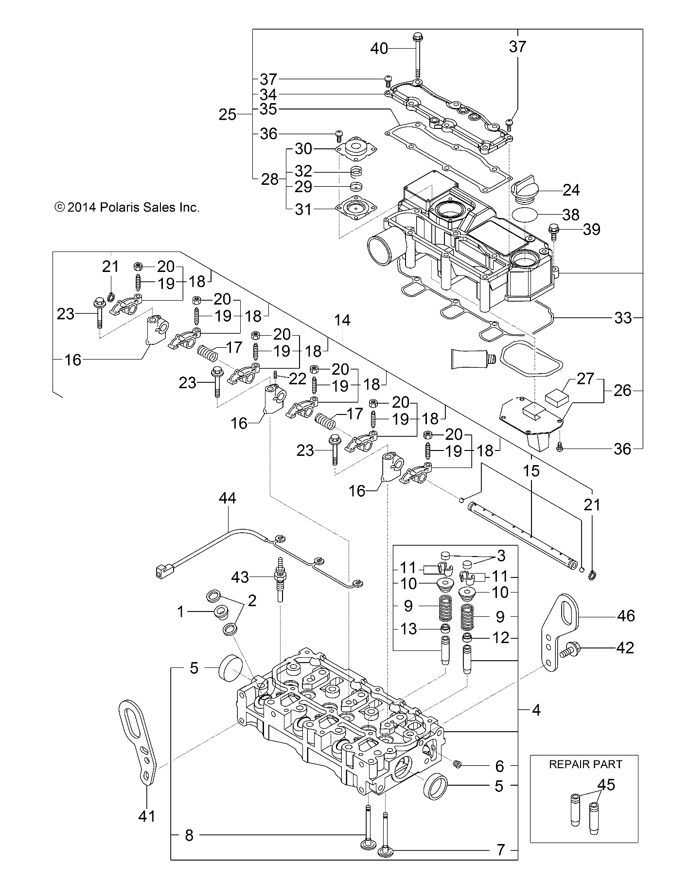 ENGINE, CYLINDER HEAD and BONNET - R14WH9EMD (49RGRCYLINDERHD14HIP)