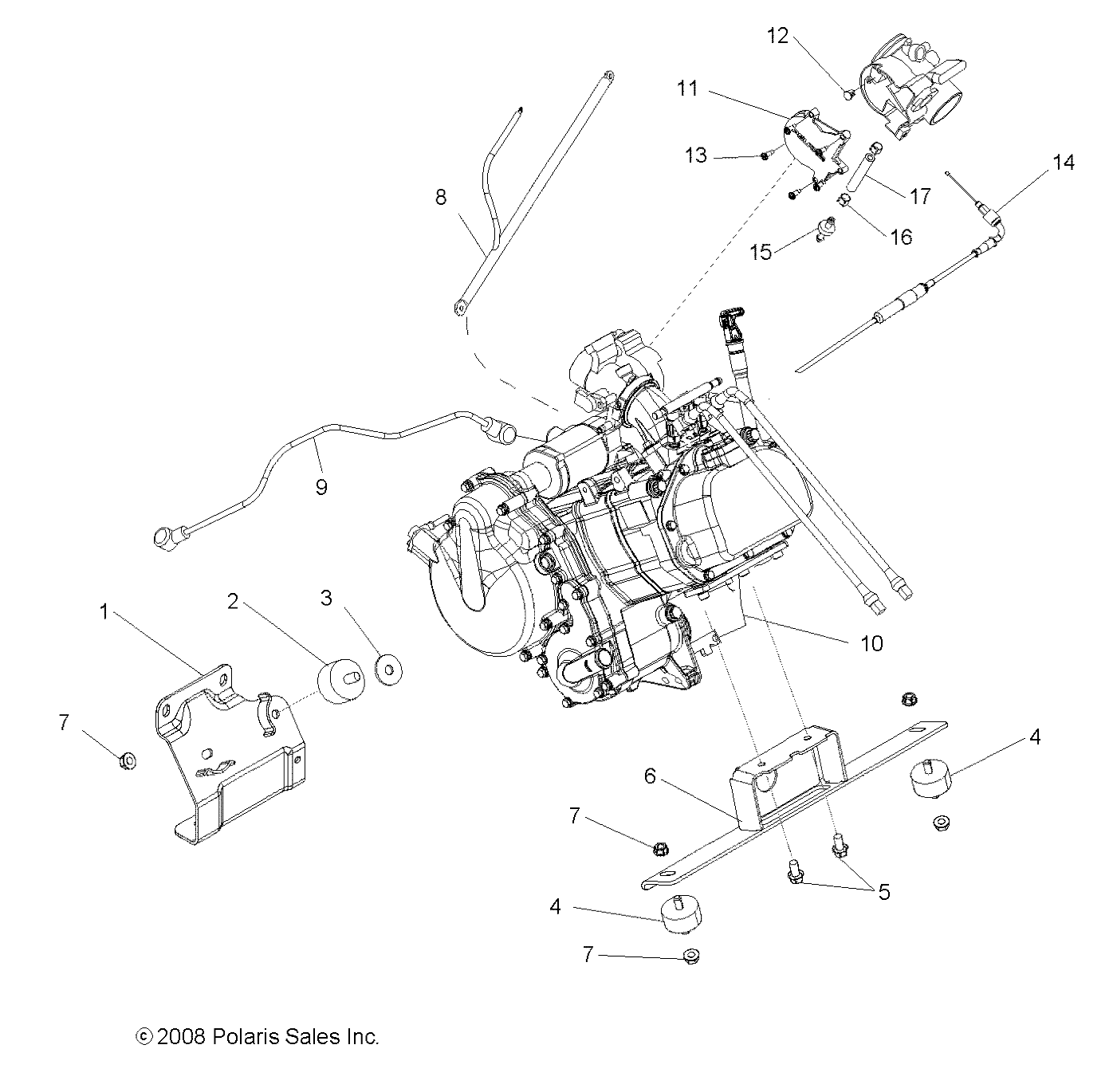 ENGINE, MOUNTING - R09HH68/HY68 ALL OPTIONS (49RGRENGINEMTG097004X4)