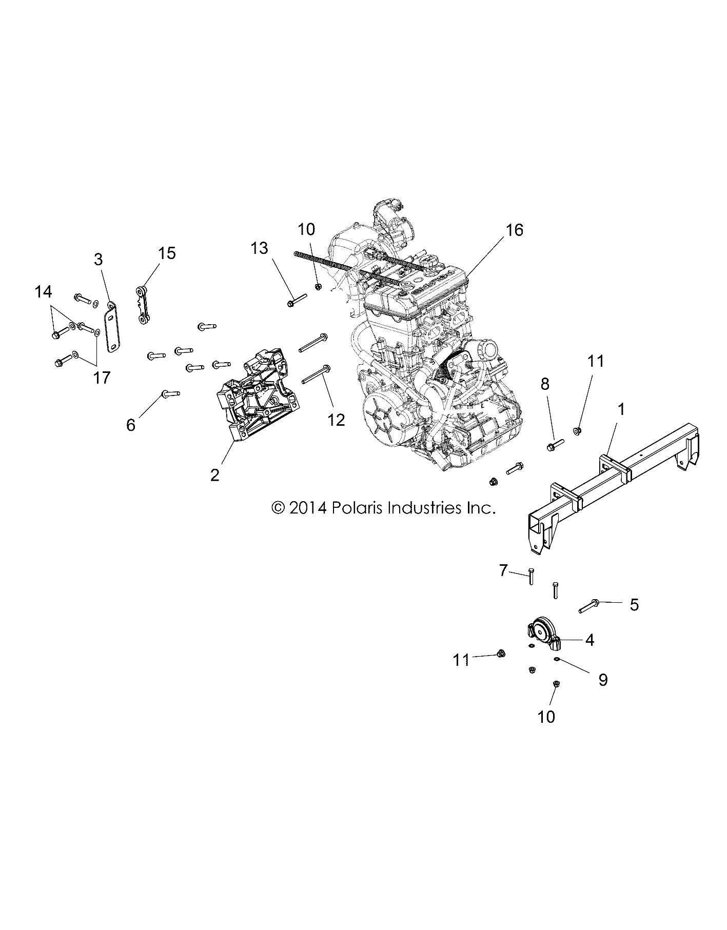 ENGINE, MOUNTING & LONG BLOCK - R15RUA87/E87/YAA/ZAC ALL OPTIONS (49RGRENGINEMTG15CREW)