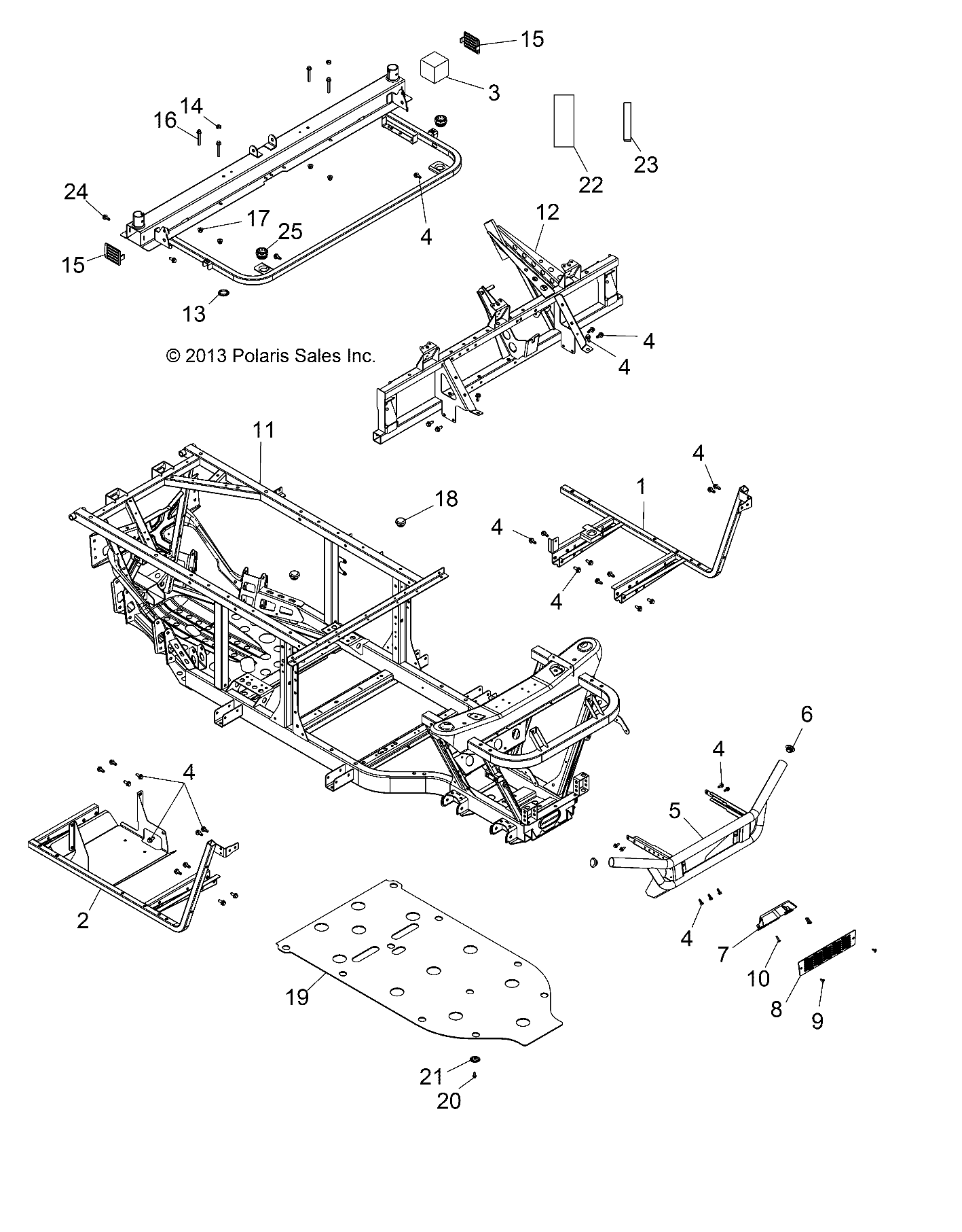 CHASSIS, FRAME and FRONT BUMPER - R14RH57FX (49RGRFRAME14570I)