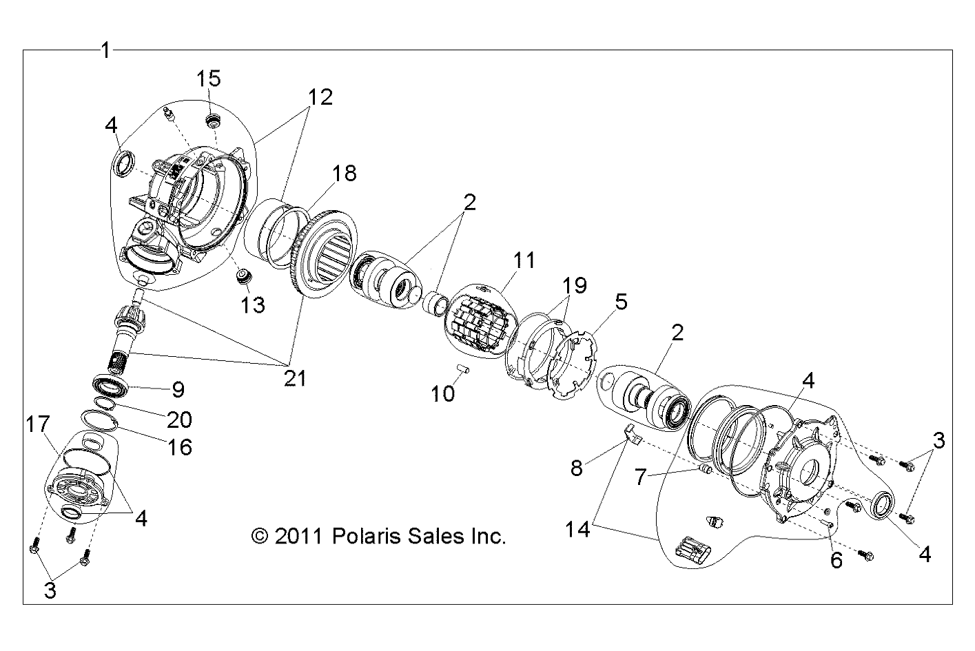 DRIVE TRAIN, FRONT GEARCASE INTERNALS - R12TH76/TH7E/TX7E ALL OPTIONS (49RGRGEARCASE12800XP)