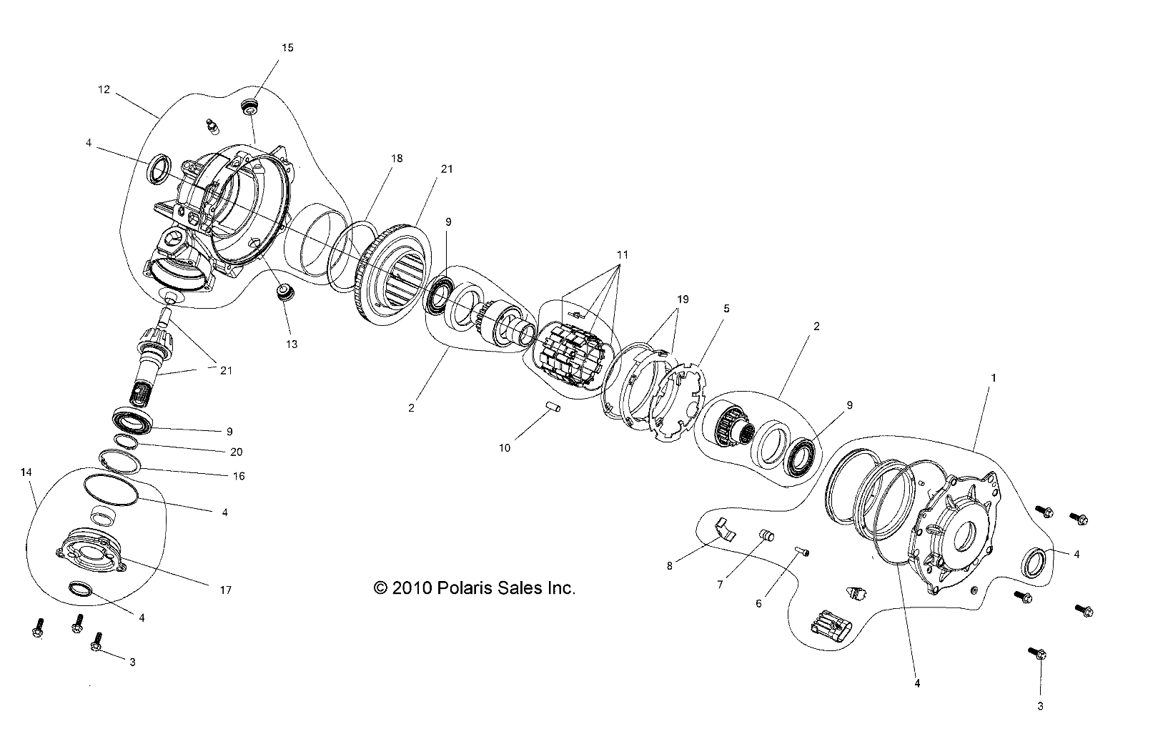 DRIVE TRAIN, FRONT GEARCASE INTERNALS (Built 9/28/10 and After) - R11WH50AG/AH/AR (49RGRGEARCASE1332829)