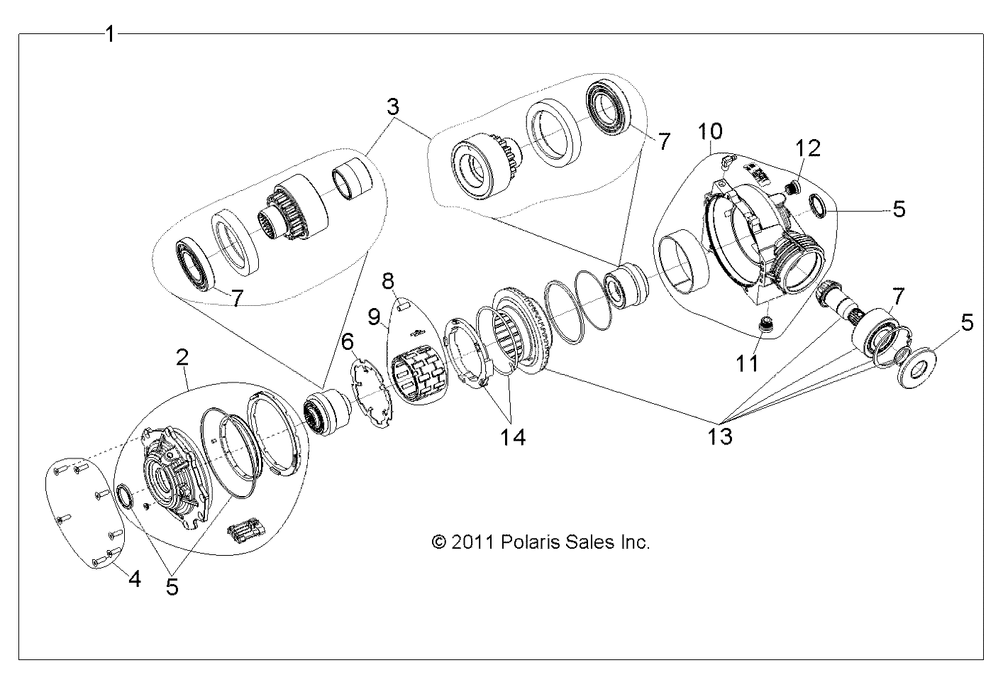 DRIVE TRAIN, FRONT GEARCASE INTERNALS - R13XT9EAL (49RGRGEARCASE1332923)