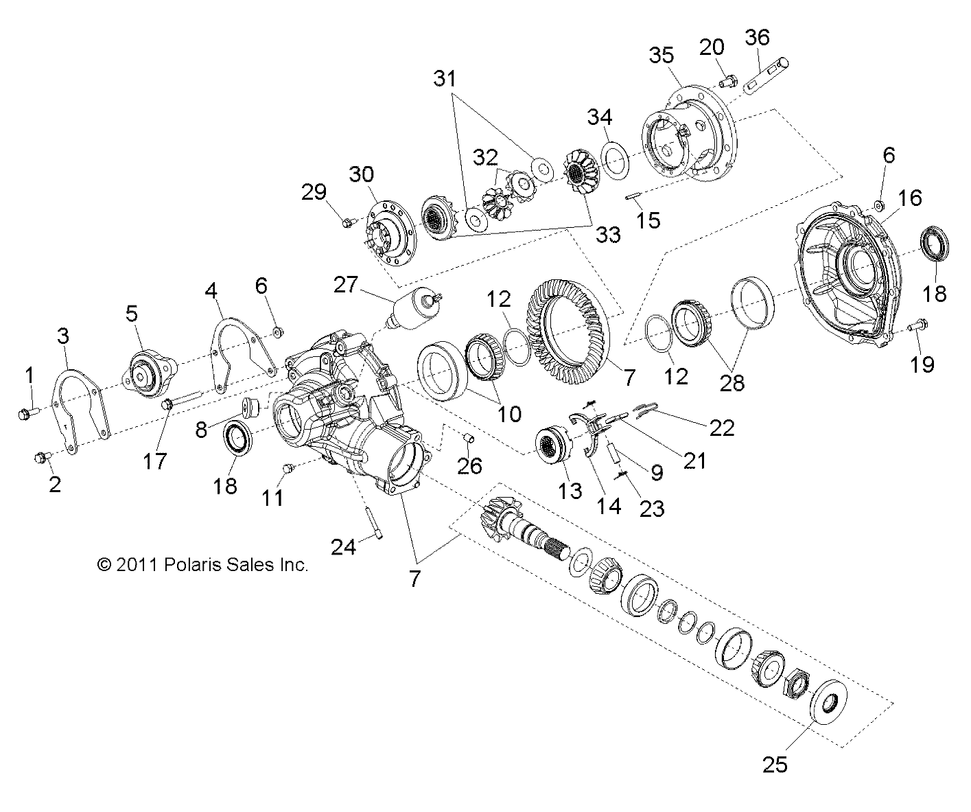 DRIVE TRAIN, GEARCASE, DIFFERENTIAL, INTERNAL COMPONENTS - R12VE76FX/FI (49RGRGEARCASERR12RZRI)