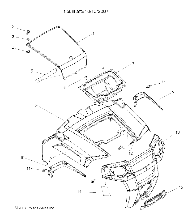 HOOD/BODY WORK, FRONT (Built 8/14/07 and After) - R08VH76AD/AG (49RGRHOOD08RZR)