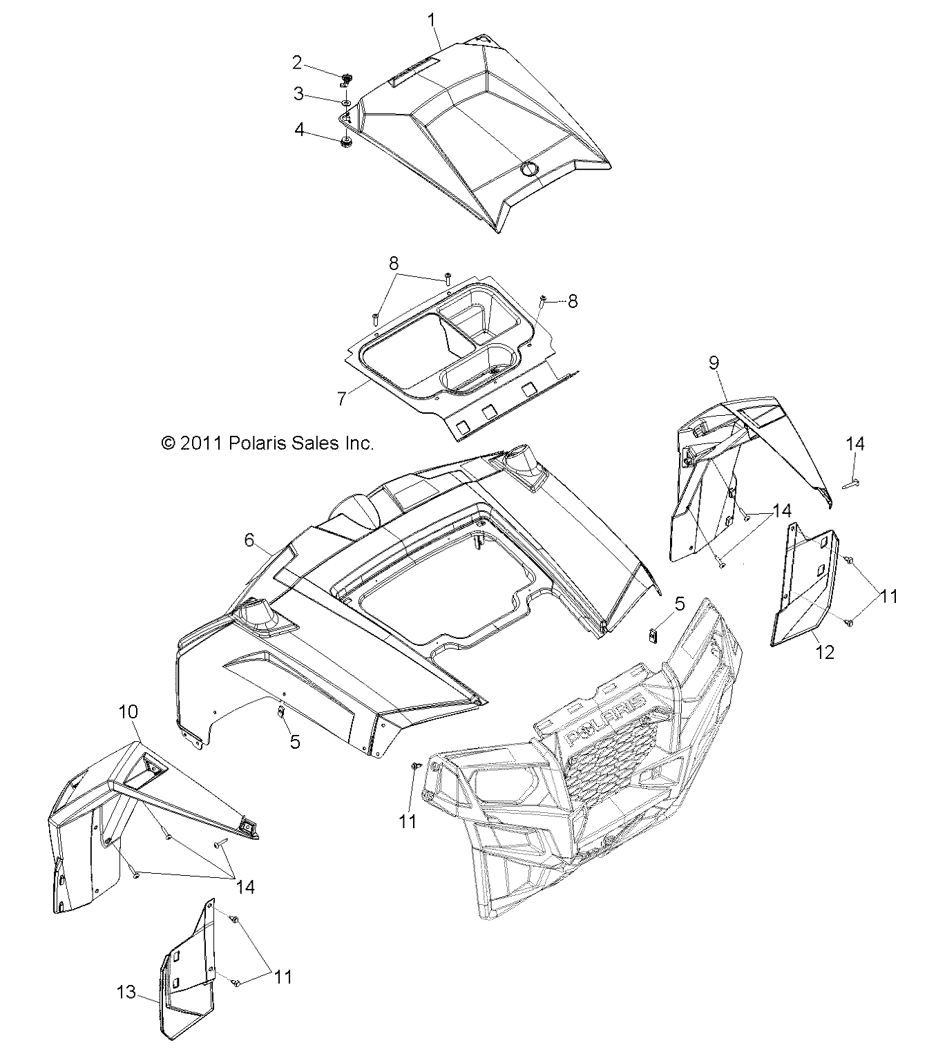 BODY, HOOD and FRONT BODY WORK - Z14XT9EAO (49RGRHOOD12RZRXP900)